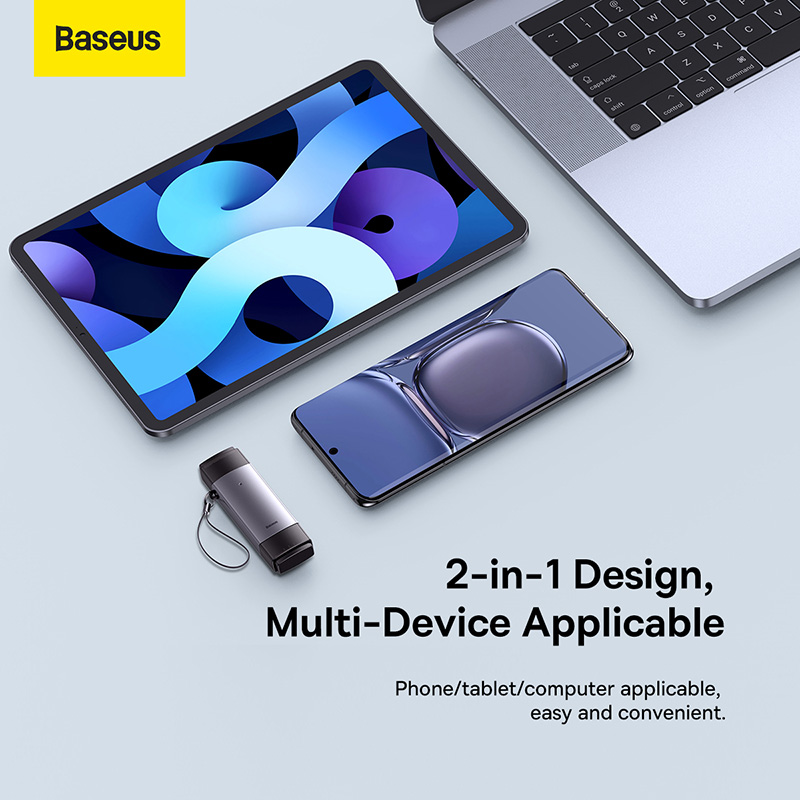 Кардрідер Baseus Lite Series USB-A & Type-C to SD/TF Card Reader Grey — фото 13