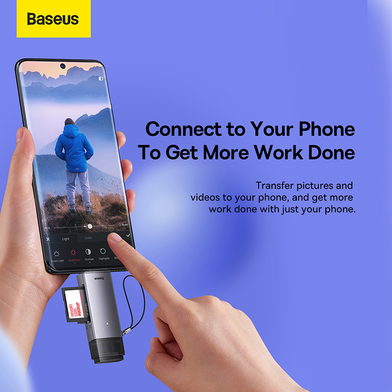 Кардрідер Baseus Lite Series USB-A & Type-C to SD/TF Card Reader Grey — фото 15