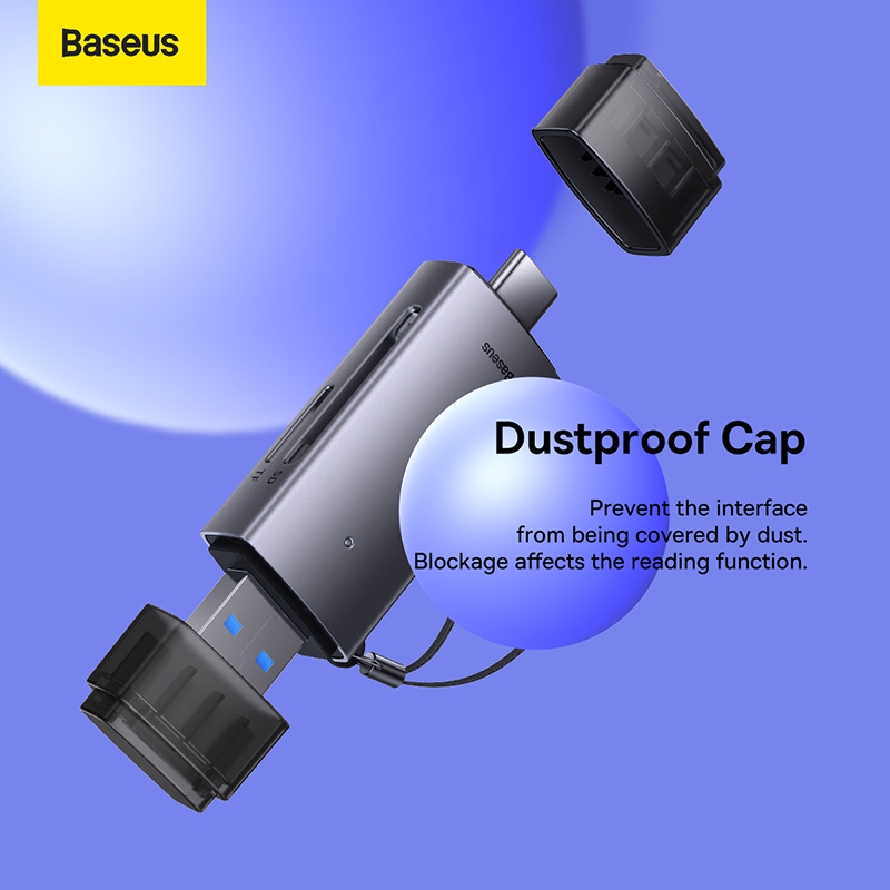Кардрідер Baseus Lite Series USB-A & Type-C to SD/TF Card Reader Grey — фото 16