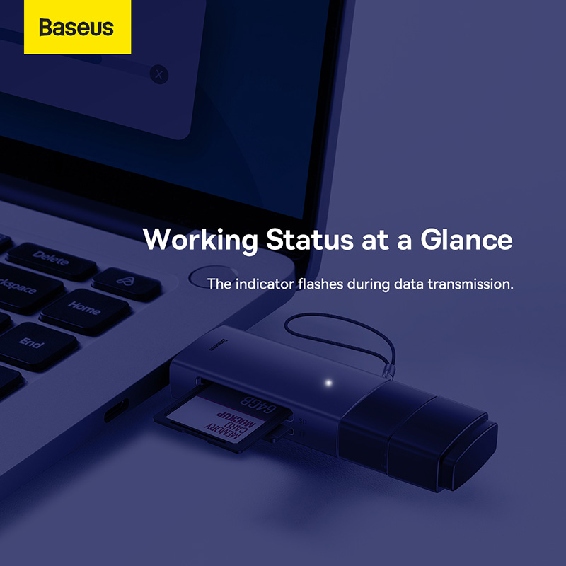Кардрідер Baseus Lite Series USB-A & Type-C to SD/TF Card Reader Grey — фото 17