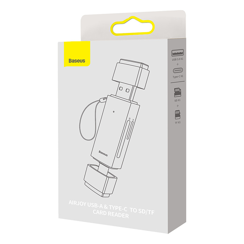 Кардрідер Baseus Lite Series USB-A & Type-C to SD/TF Card Reader Grey — фото 3