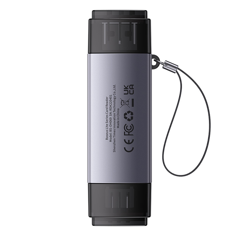 Кардрідер Baseus Lite Series USB-A & Type-C to SD/TF Card Reader Grey — фото 4