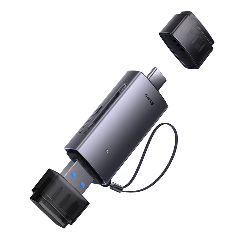 Кардрідер Baseus Lite Series USB-A & Type-C to SD/TF Card Reader Grey — фото 5