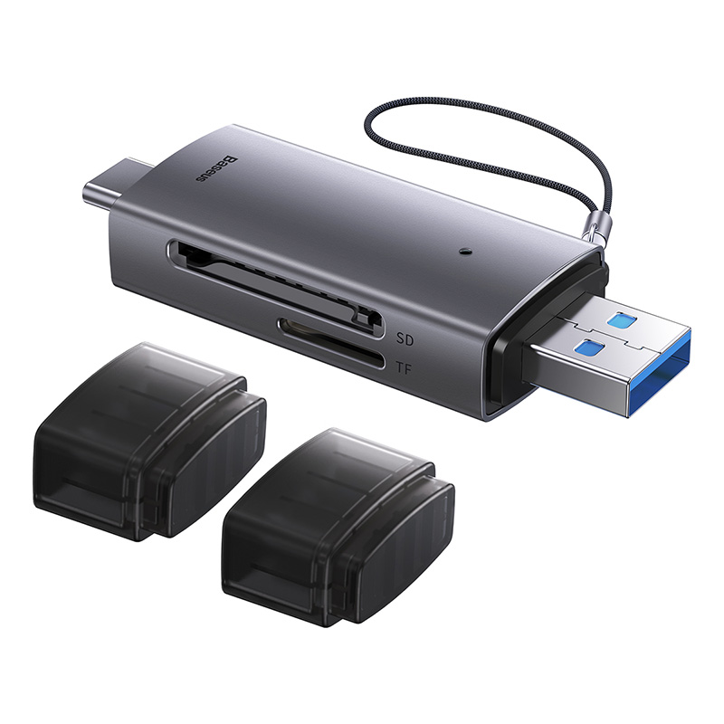 Кардрідер Baseus Lite Series USB-A & Type-C to SD/TF Card Reader Grey — фото 7