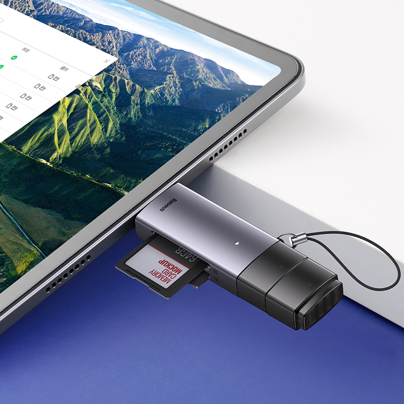 Кардрідер Baseus Lite Series USB-A & Type-C to SD/TF Card Reader Grey — фото 9