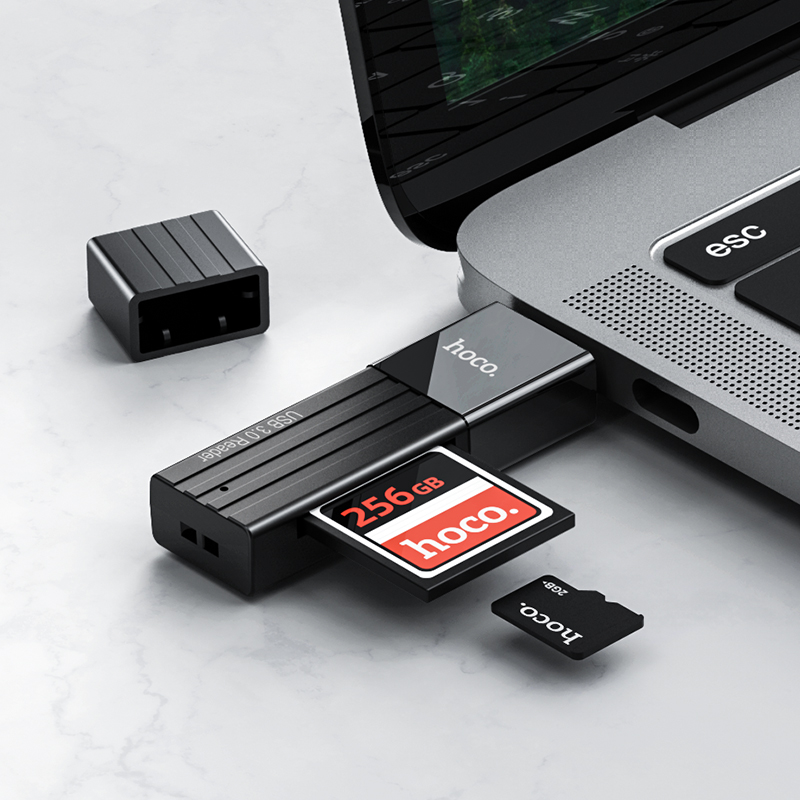 Кардрідер HOCO HB20 Mindful 2-in-1card reader(USB3.0) Black — фото 5