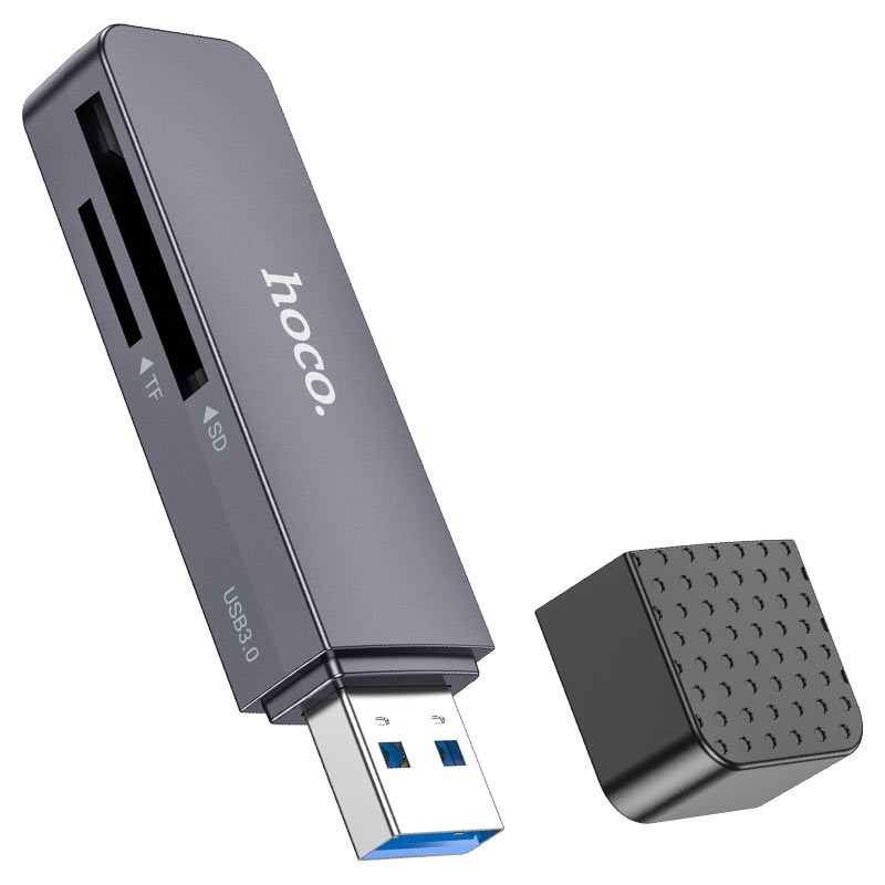 Кардрідер HOCO HB45 Spirit 2-in-1 USB 3.0 card reader Metal Gray — фото 4