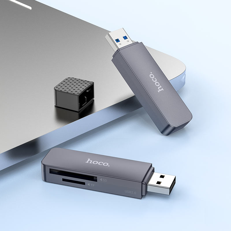 Кардрідер HOCO HB45 Spirit 2-in-1 USB 3.0 card reader Metal Gray — фото 6