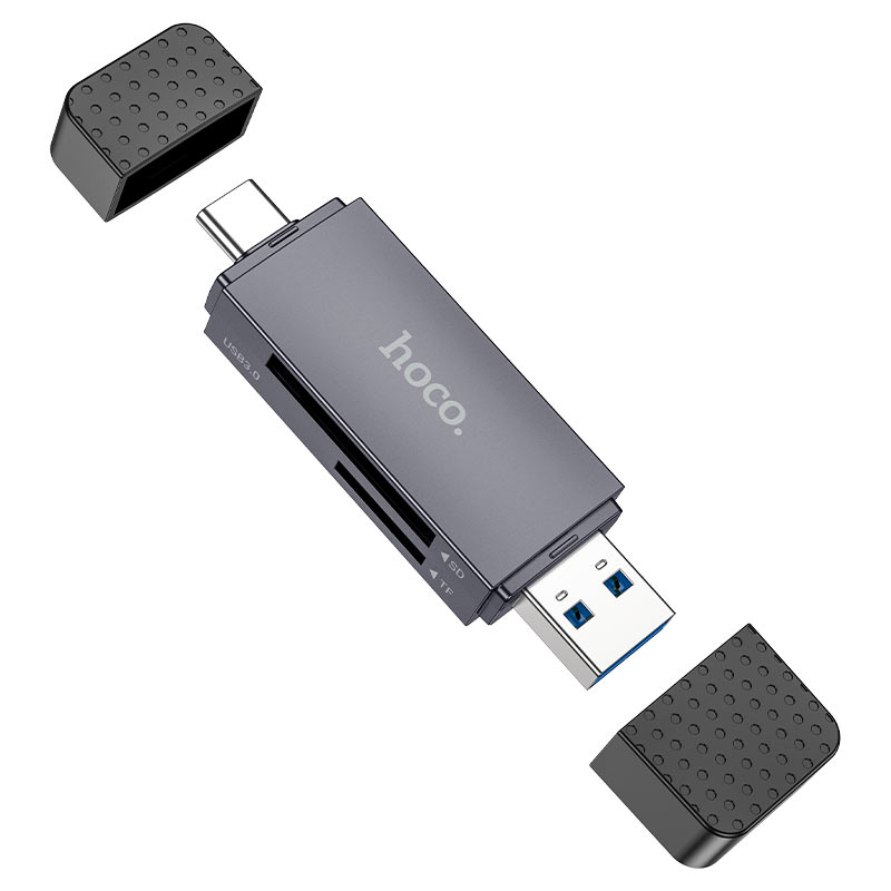 Кардрідер HOCO HB45 Spirit 2-in-1 USB/Type-C 3.0 card reader Metal gray — фото 3