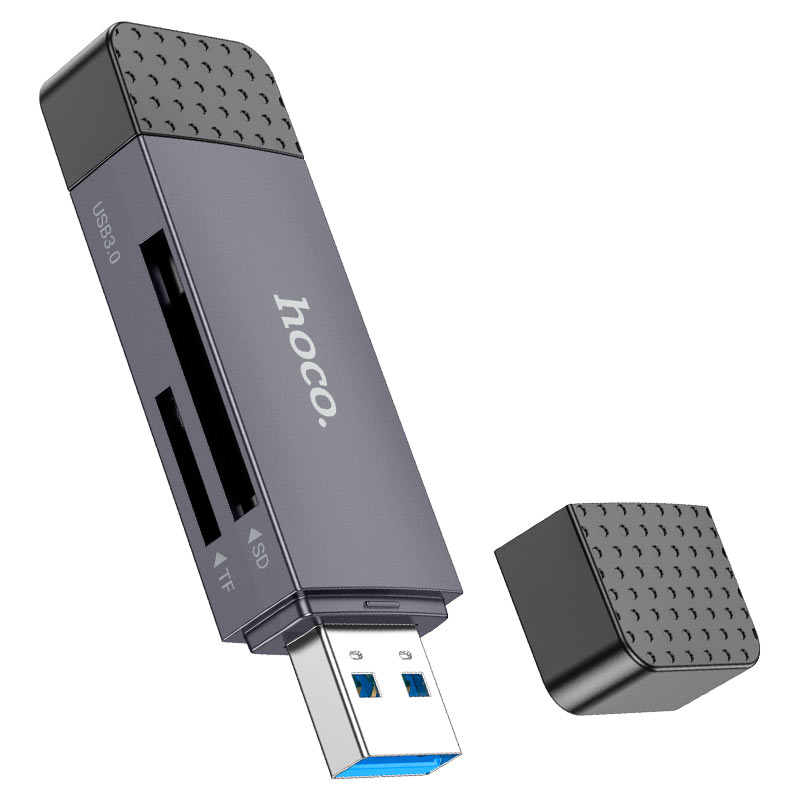 Кардрідер HOCO HB45 Spirit 2-in-1 USB/Type-C 3.0 card reader Metal gray — фото 6