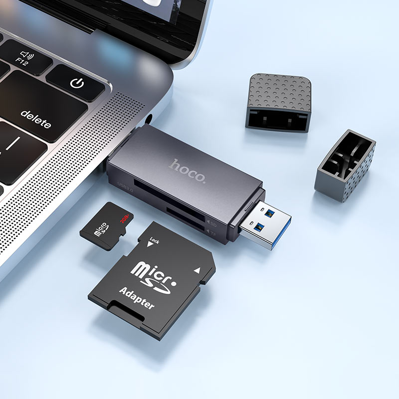 Кардрідер HOCO HB45 Spirit 2-in-1 USB/Type-C 3.0 card reader Metal gray — фото 7