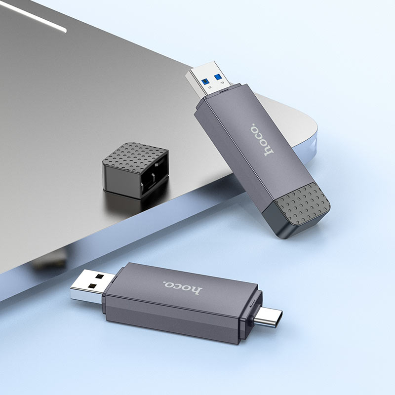 Кардрідер HOCO HB45 Spirit 2-in-1 USB/Type-C 3.0 card reader Metal gray — фото 8