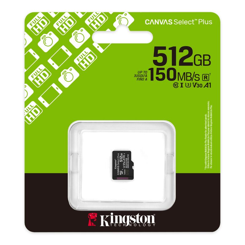 Карта пам'яті microSDXC (UHS-1 U3) Kingston Canvas Select Plus Gen3 512Gb class 10 А1 V30 (R-150MB/s) — фото 3