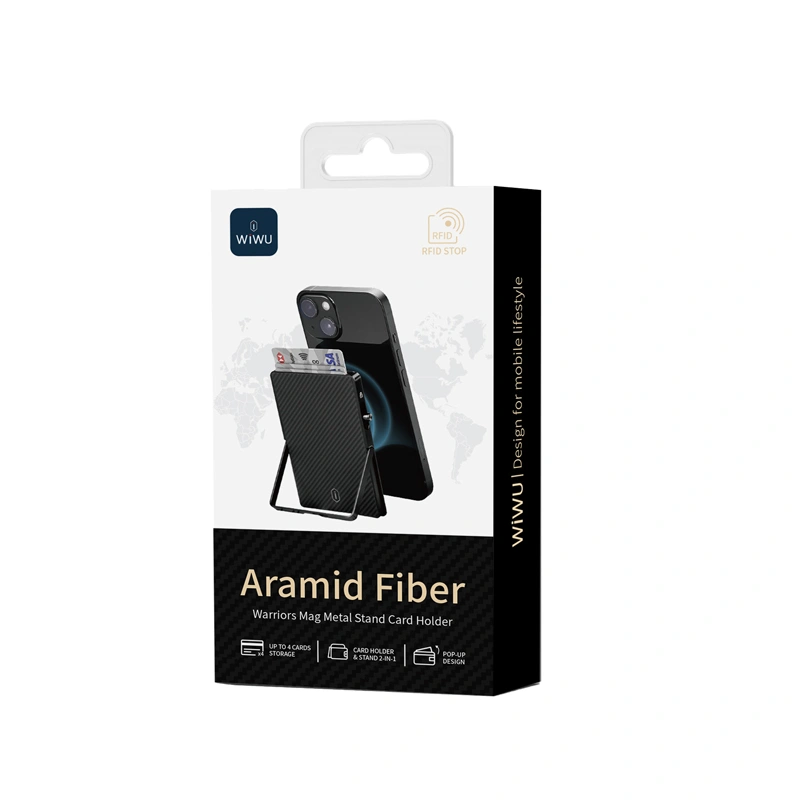 Картхолдер WIWU Warriors Carbon Magsafe Metal Stand Card Holder MW-007 Black — фото 3