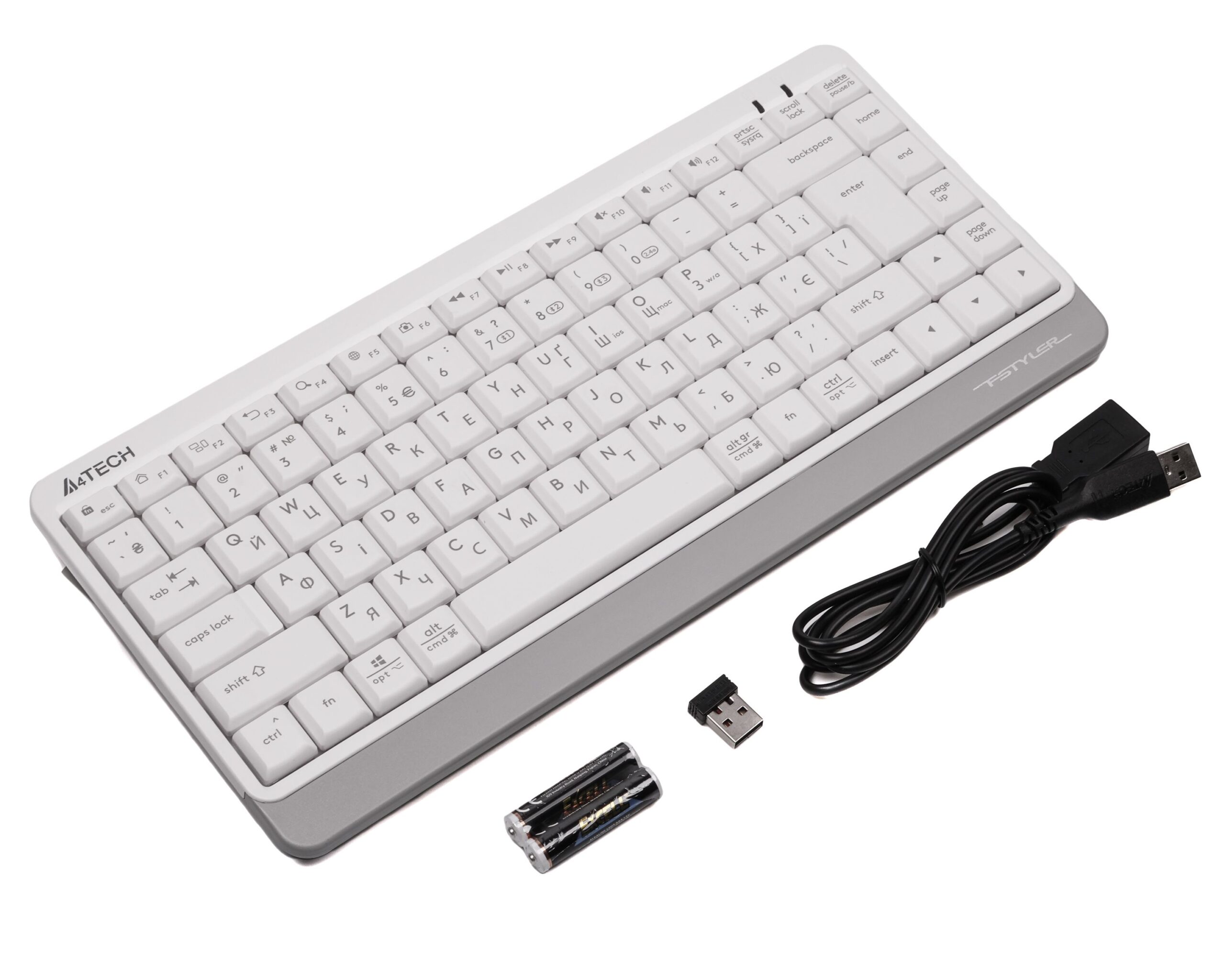Клавіатура бездротова Fstyler, Bluetooth / 2.4 ГГц, білий A4Tech FBK11 — фото 4