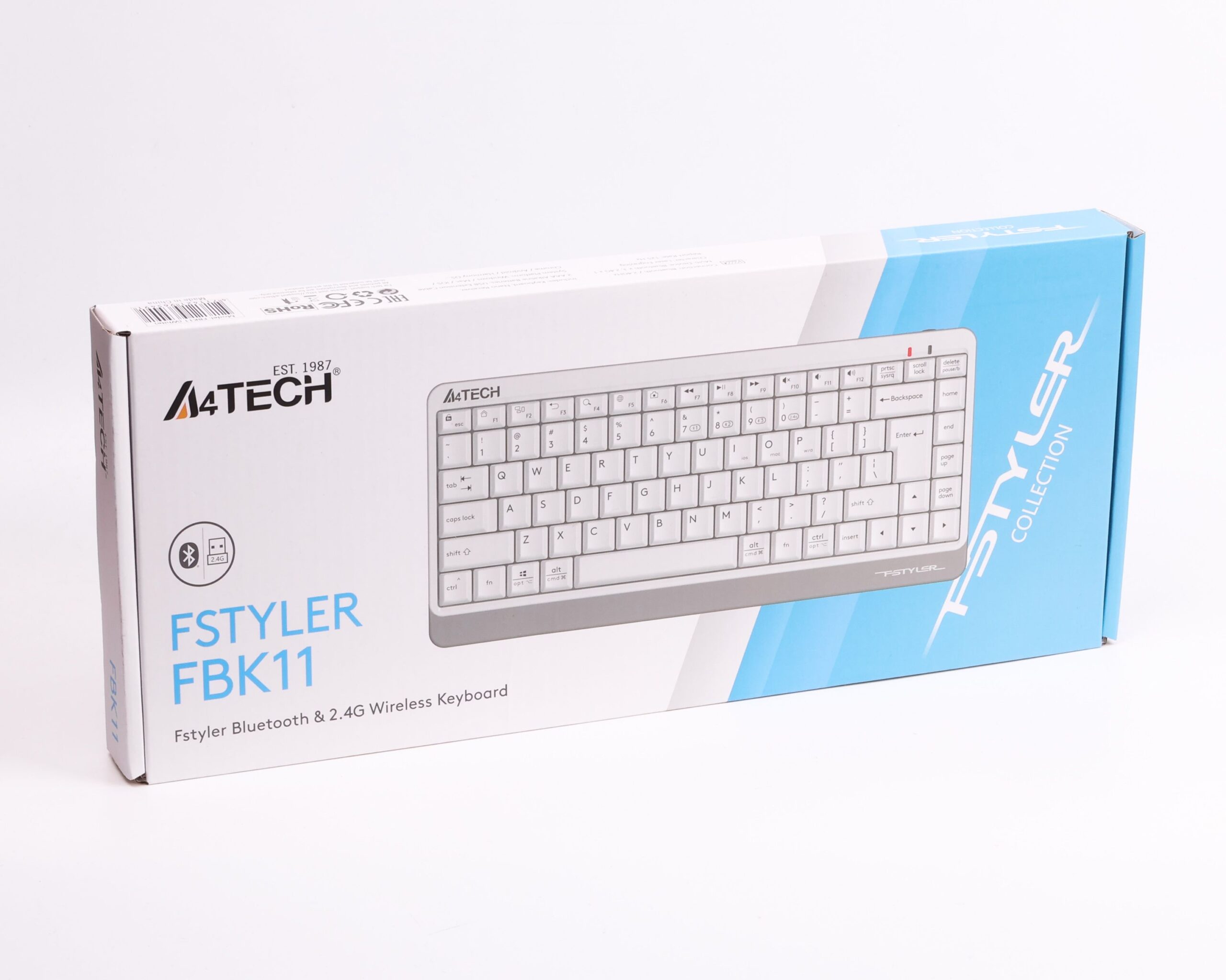 Клавіатура бездротова Fstyler, Bluetooth / 2.4 ГГц, білий A4Tech FBK11 — фото 6