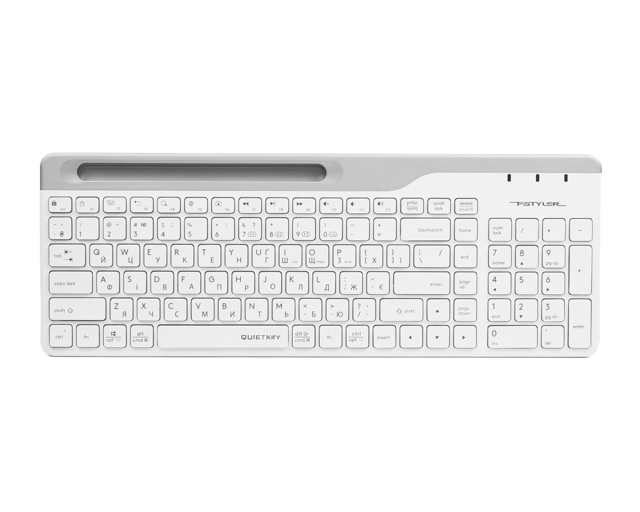 Клавіатура бездротова Fstyler, Bluetooth / 2.4 ГГц, білий A4Tech FBK25