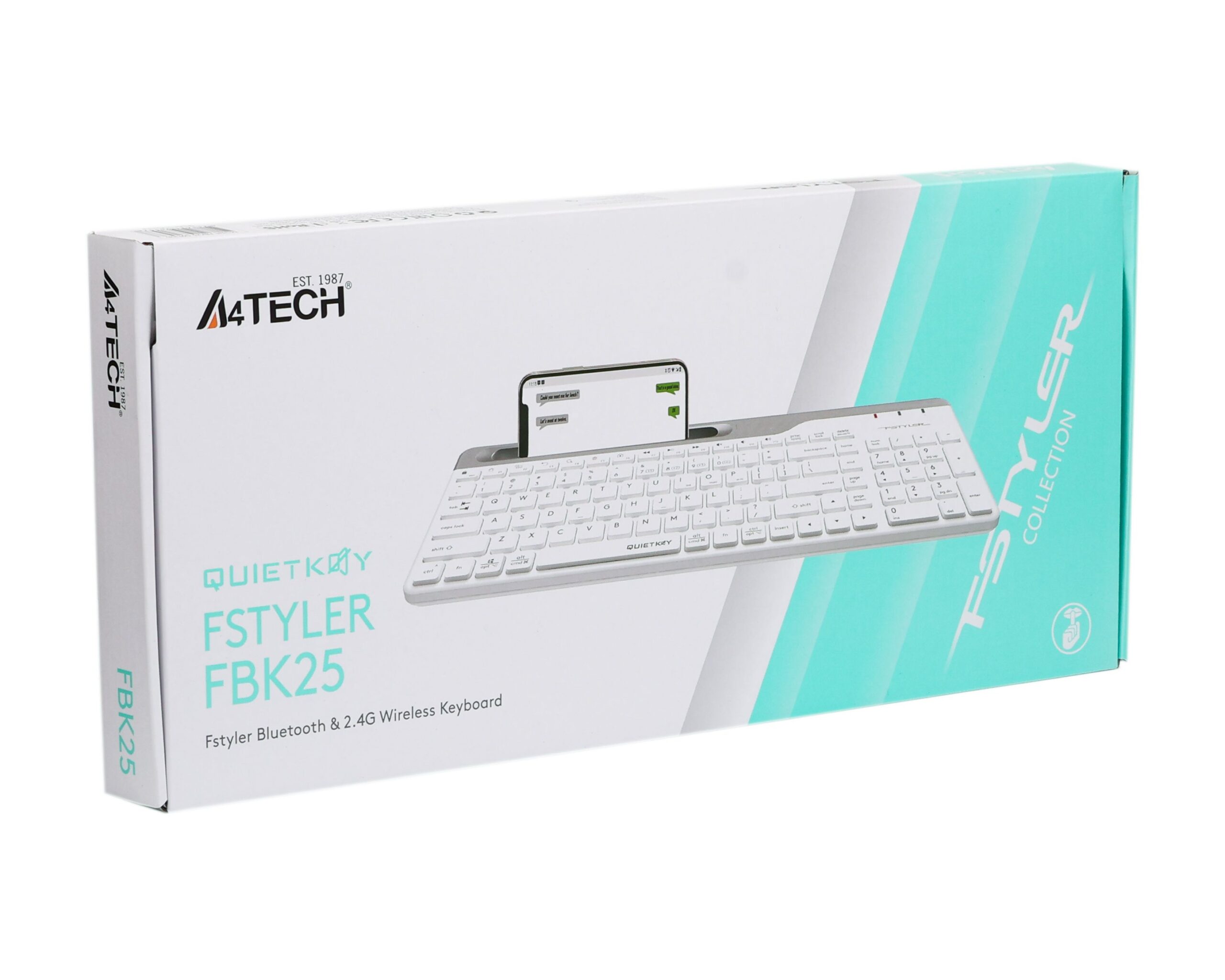 Клавіатура бездротова Fstyler, Bluetooth / 2.4 ГГц, білий A4Tech FBK25 — фото 10