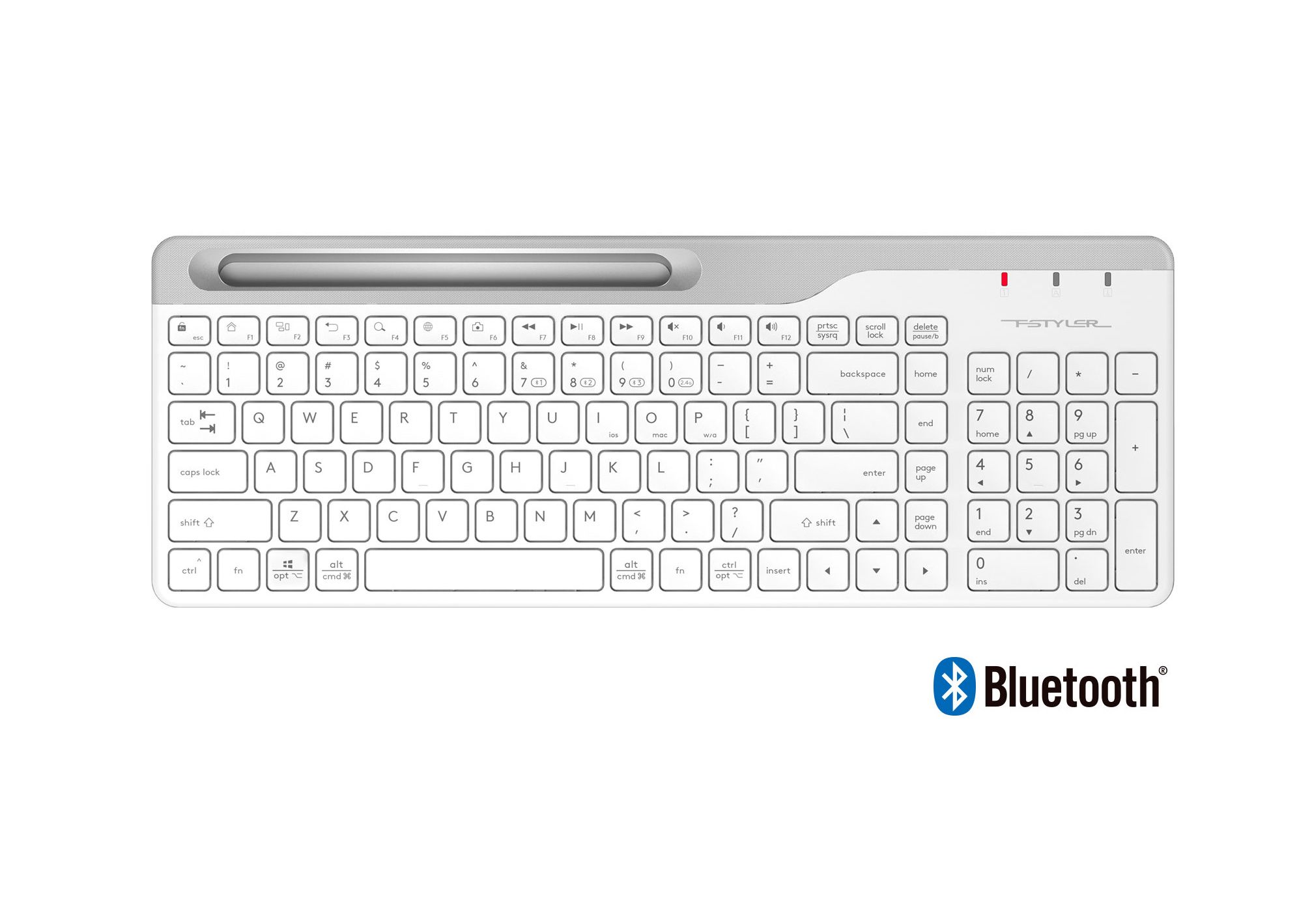 Клавіатура бездротова Fstyler, Bluetooth / 2.4 ГГц, білий A4Tech FBK25 — фото 11