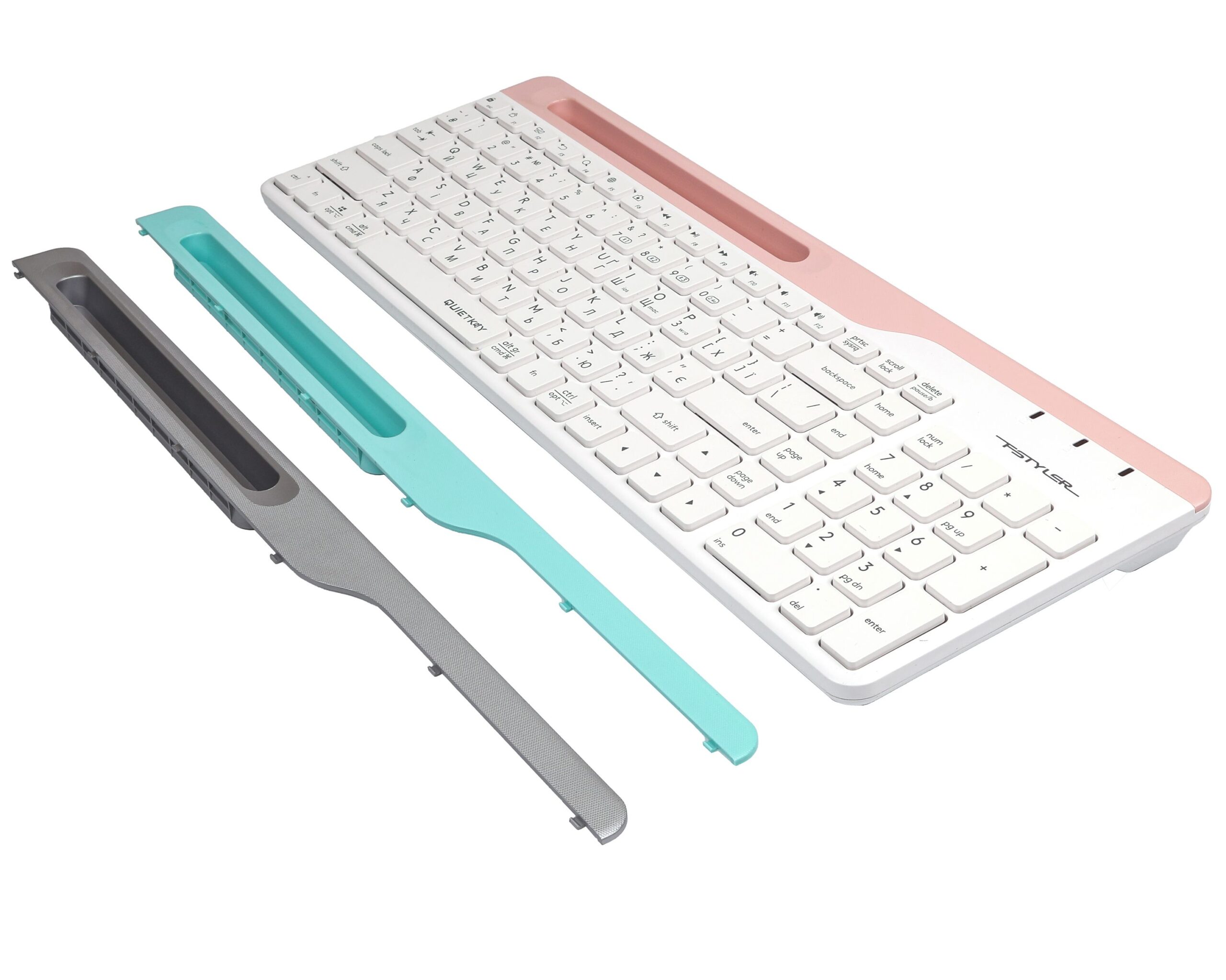 Клавіатура бездротова Fstyler, Bluetooth / 2.4 ГГц, білий A4Tech FBK25 — фото 3