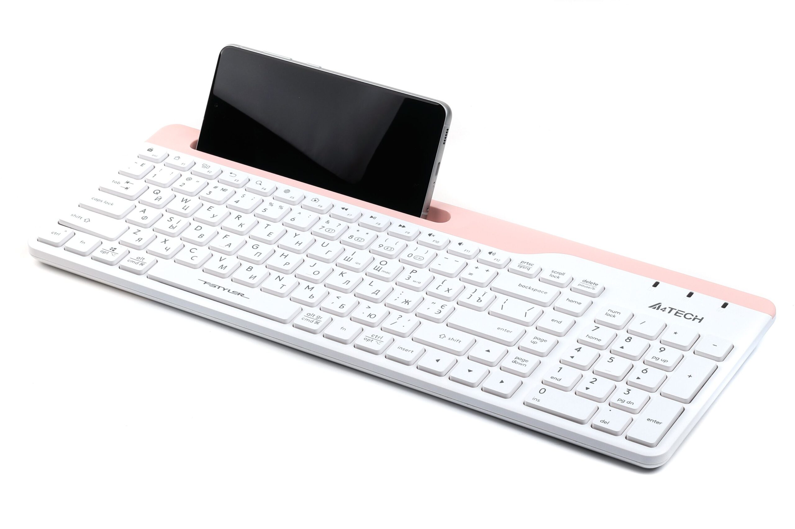Клавіатура бездротова Fstyler, Bluetooth / 2.4 ГГц, білий A4Tech FBK25 — фото 5