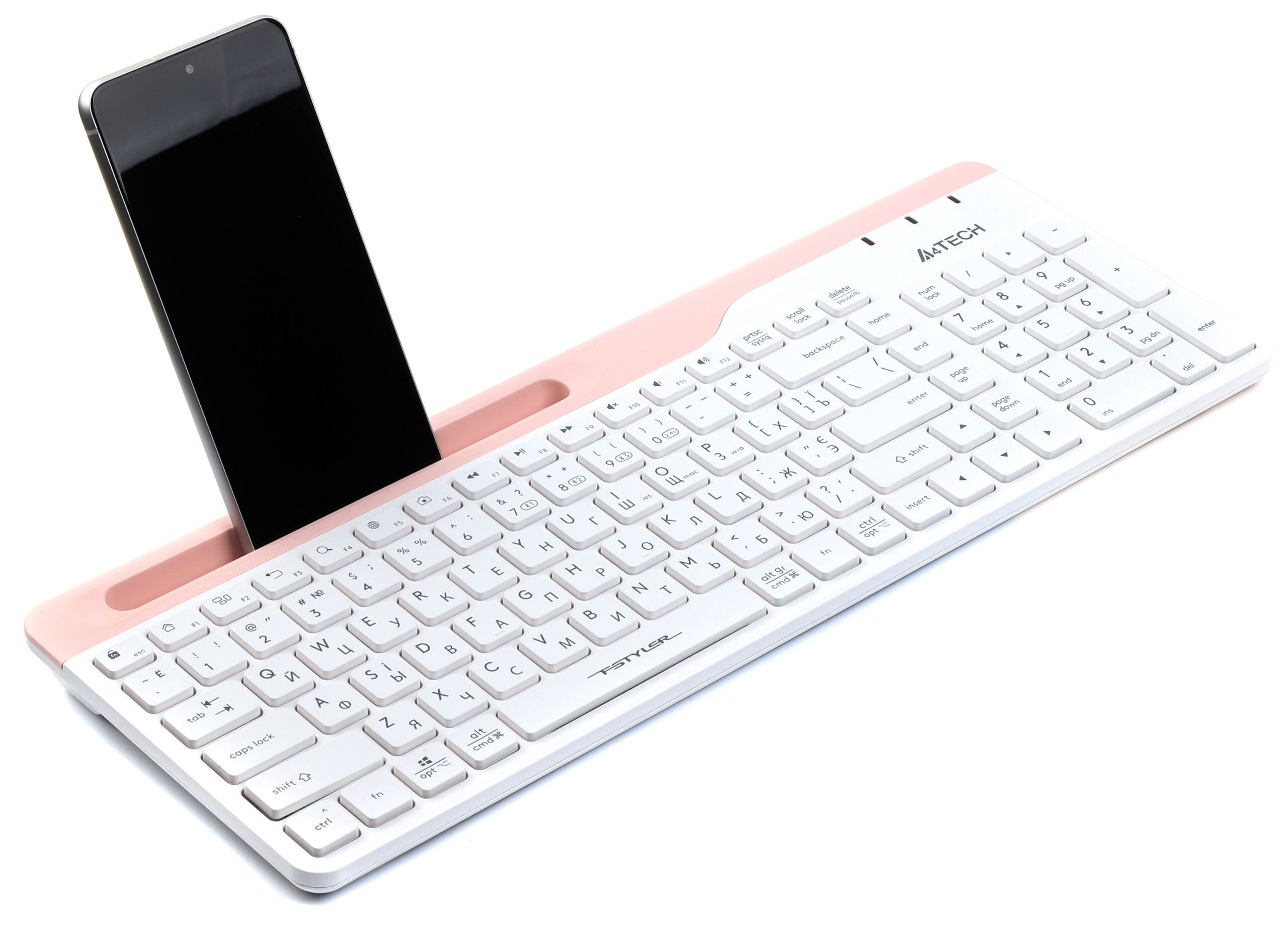 Клавіатура бездротова Fstyler, Bluetooth / 2.4 ГГц, білий A4Tech FBK25 — фото 6