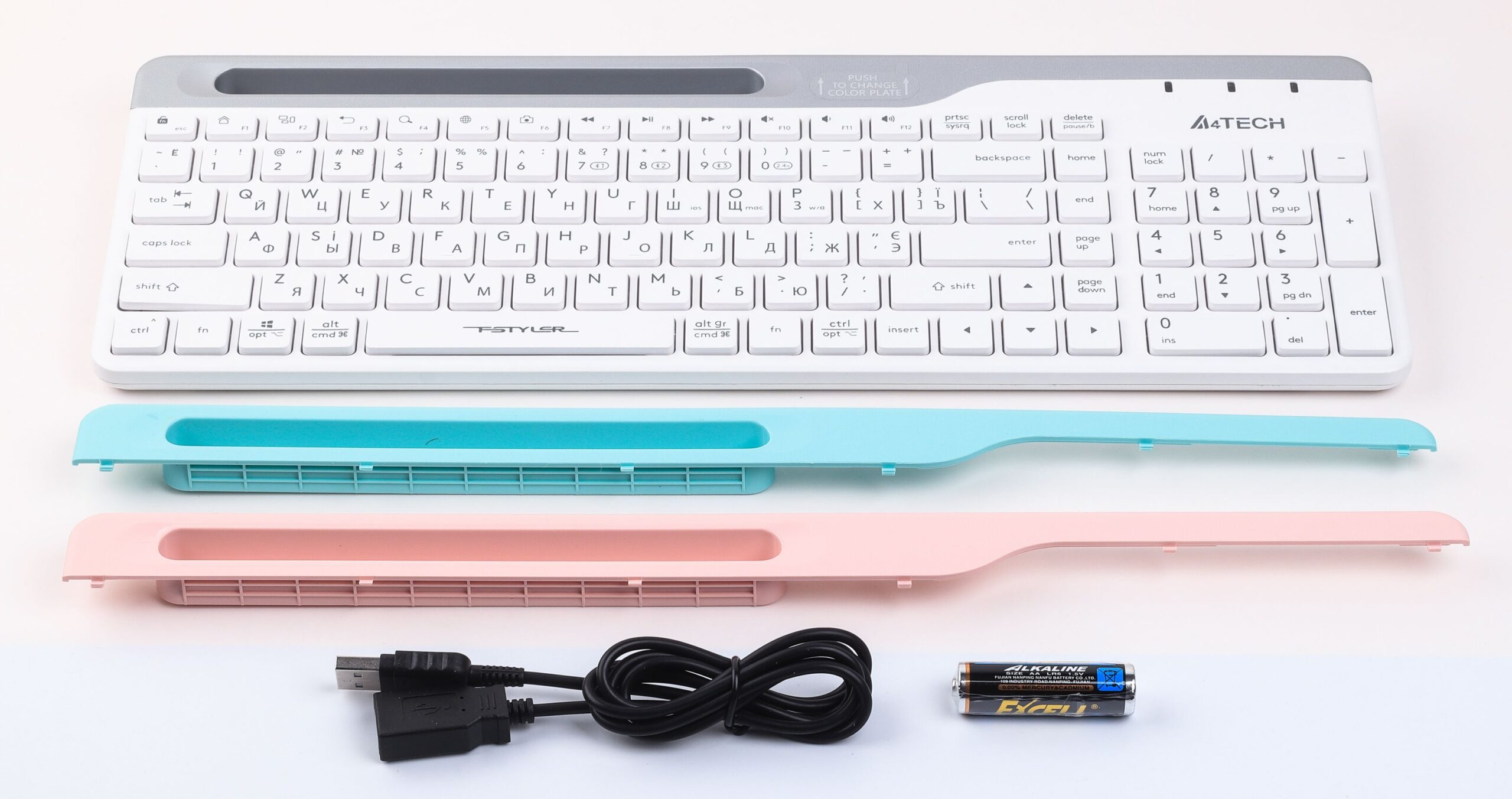 Клавіатура бездротова Fstyler, Bluetooth / 2.4 ГГц, білий A4Tech FBK25 — фото 7