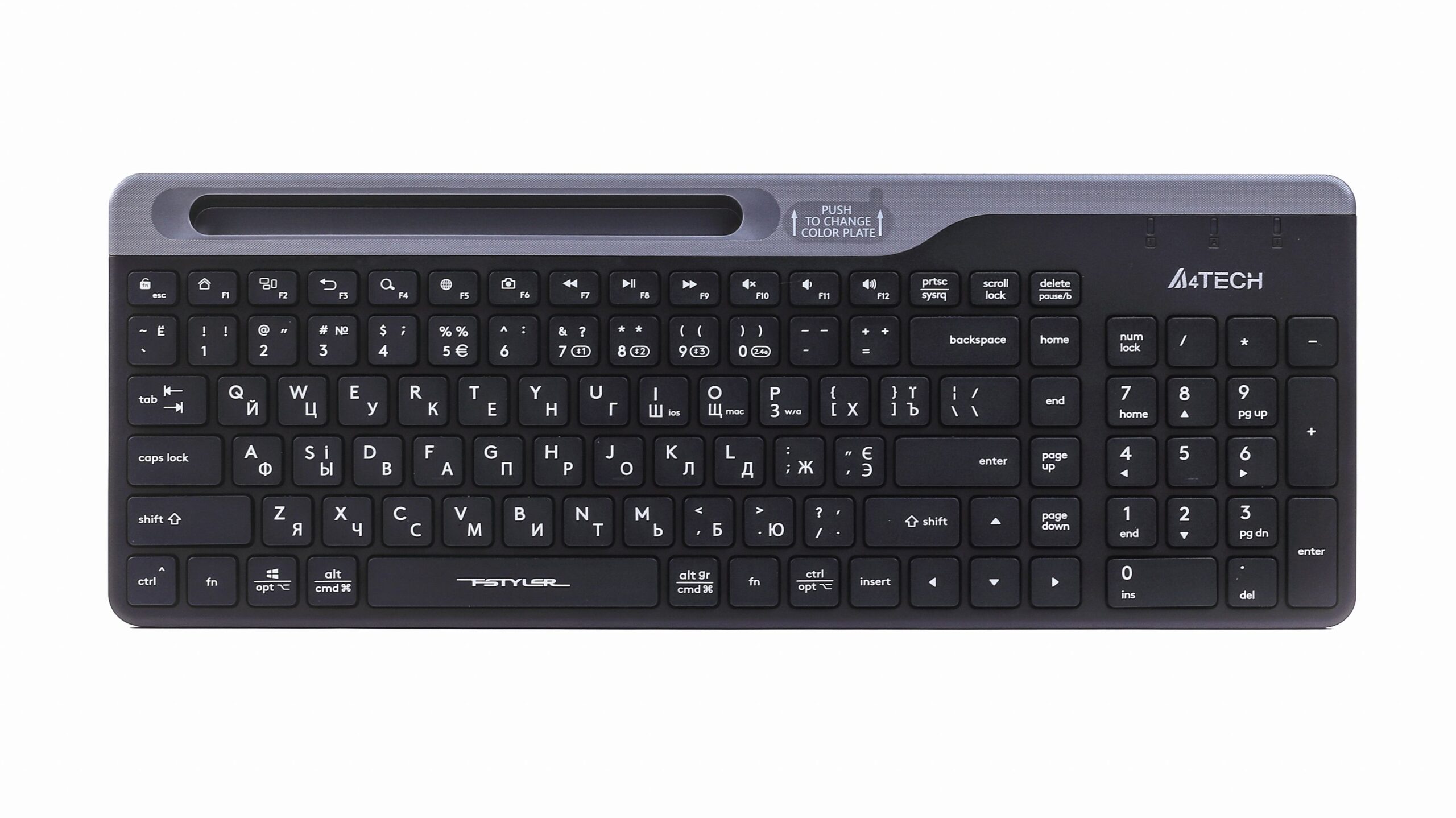 Клавіатура бездротова Fstyler, Bluetooth / 2.4 ГГц, чорний A4Tech
