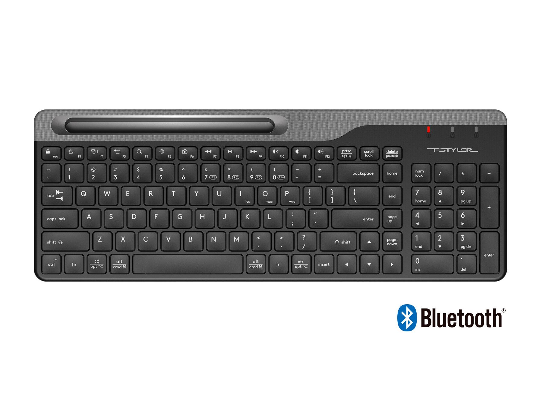 Клавіатура бездротова Fstyler, Bluetooth / 2.4 ГГц, чорний A4Tech — фото 10
