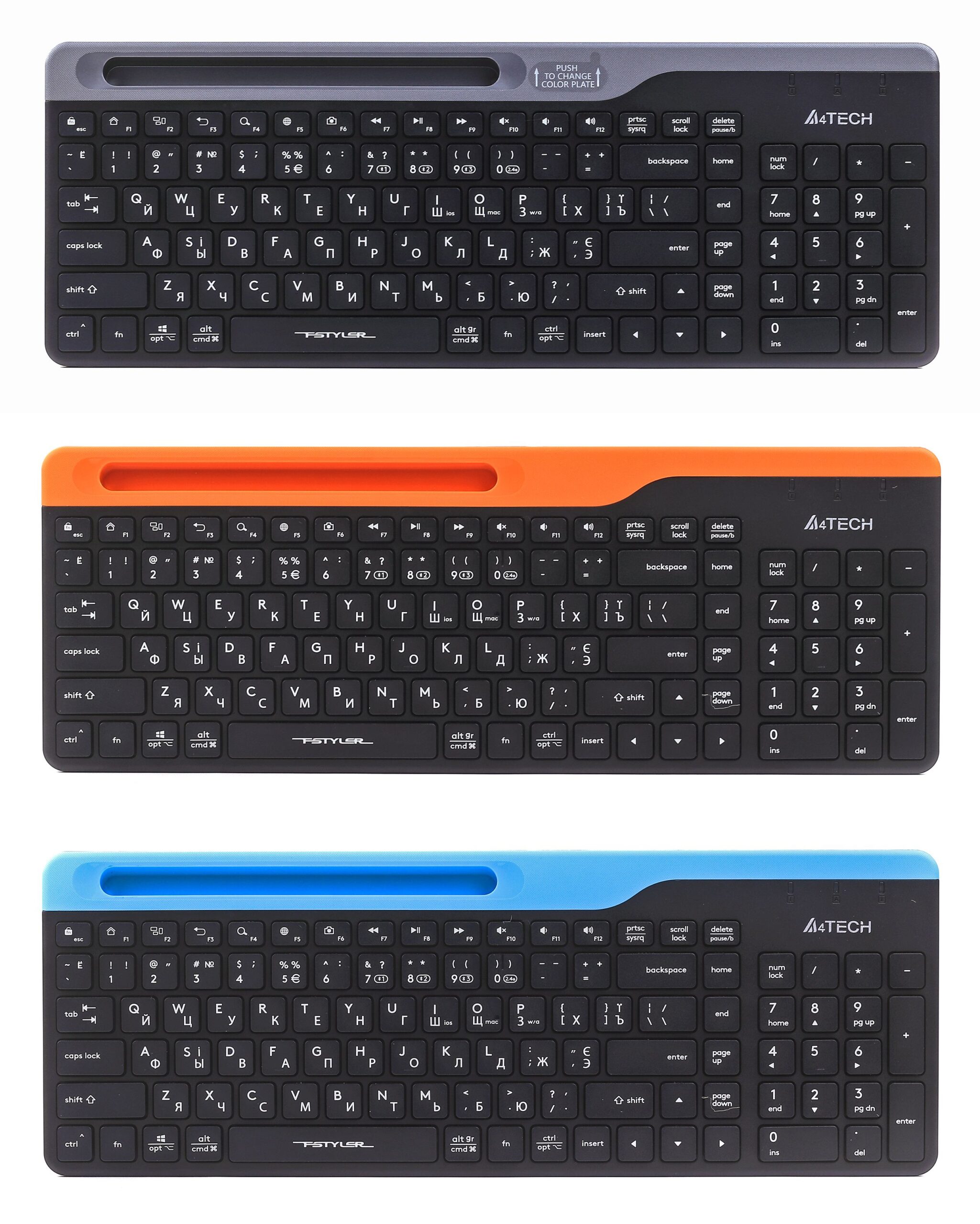 Клавіатура бездротова Fstyler, Bluetooth / 2.4 ГГц, чорний A4Tech — фото 4