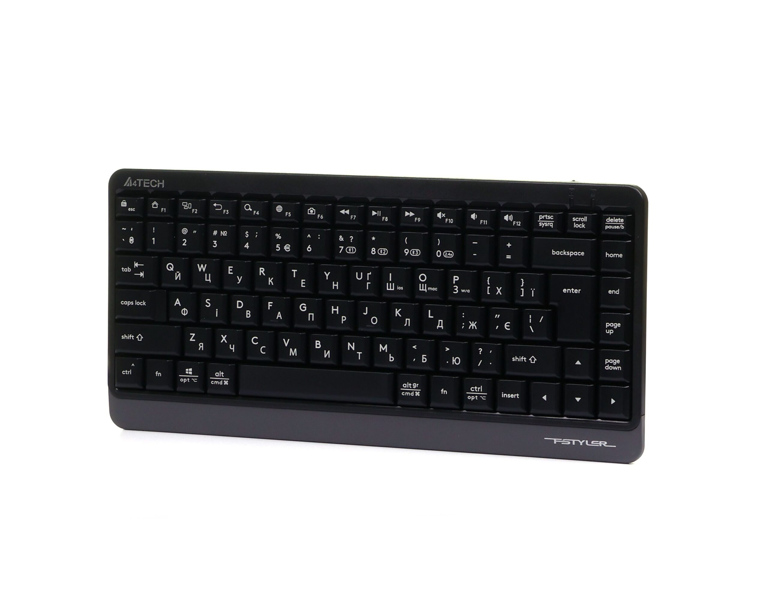 Клавіатура бездротова Fstyler, Bluetooth / 2.4 ГГц, сірий A4Tech FBK11 — фото 2