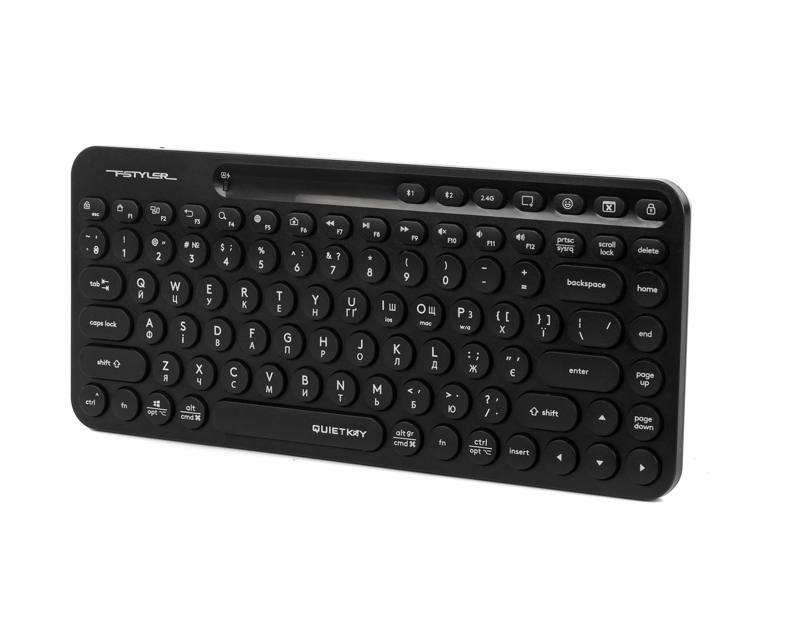 Клавіатура бездротова Fstyler, Bluetooth / 2.4 ГГц, з акумулятором — фото 2