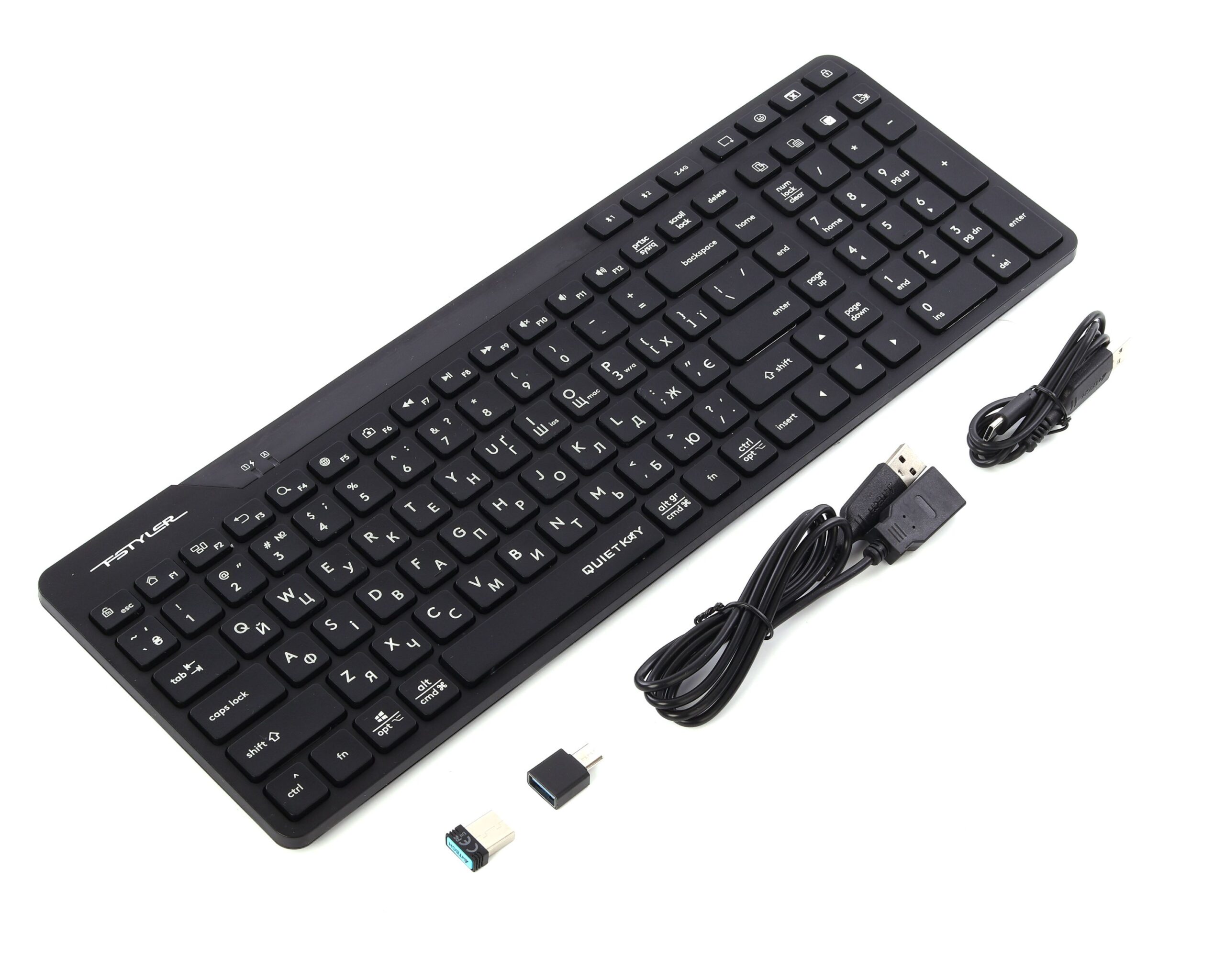Клавіатура бездротова Fstyler, Bluetooth / 2.4 ГГц, з акумулятором — фото 4