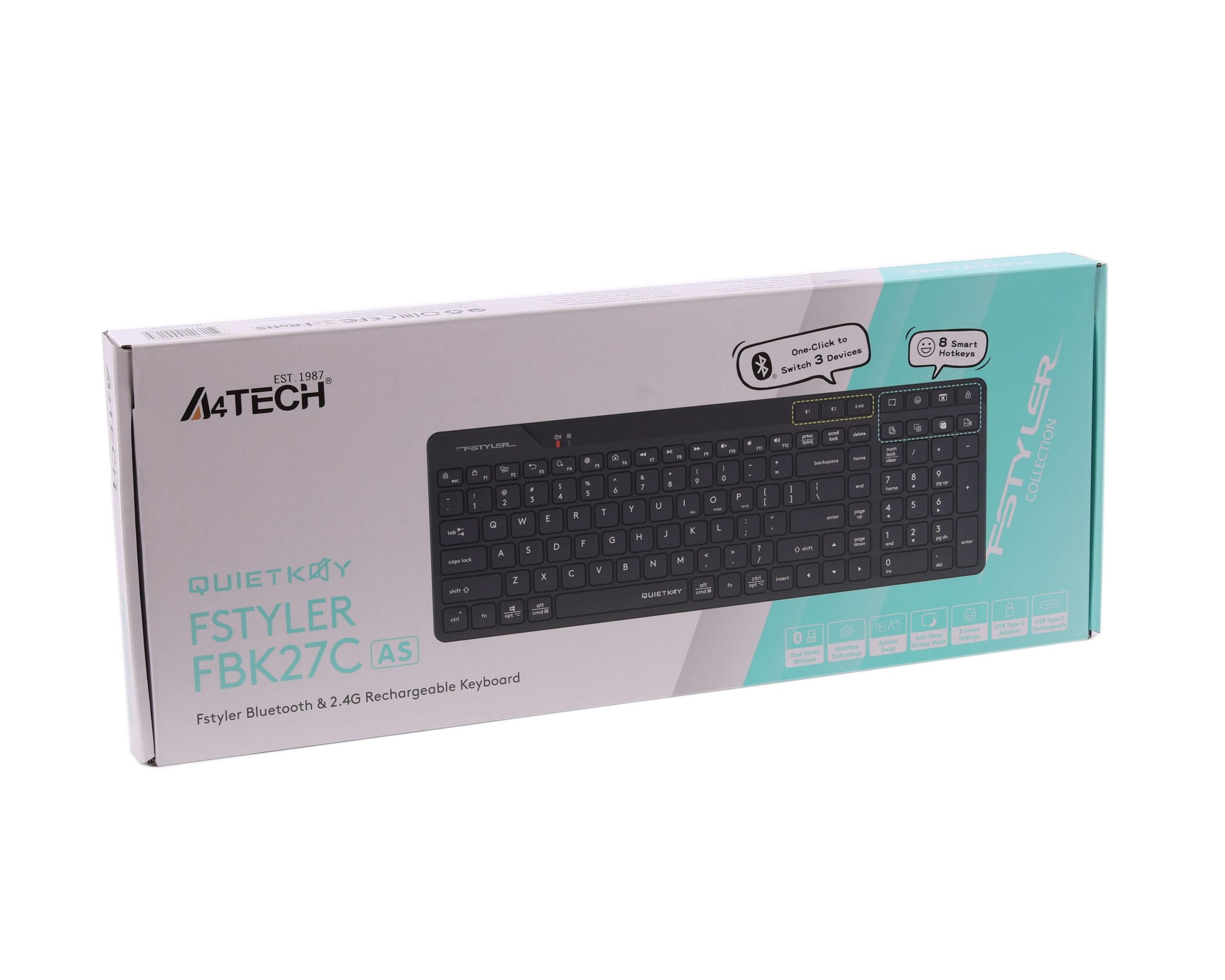 Клавіатура бездротова Fstyler, Bluetooth / 2.4 ГГц, з акумулятором — фото 6