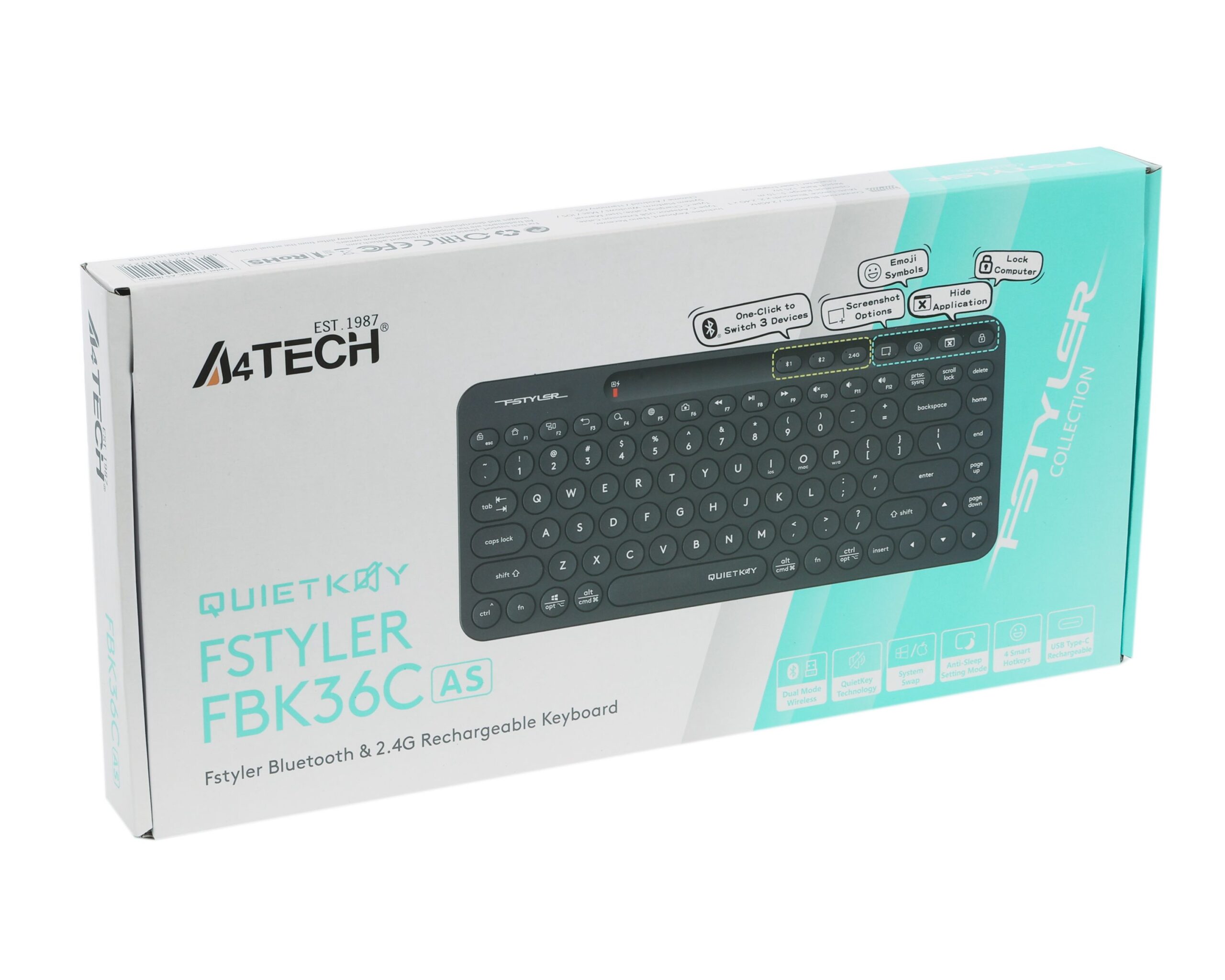 Клавіатура бездротова Fstyler, Bluetooth / 2.4 ГГц, з акумулятором — фото 7