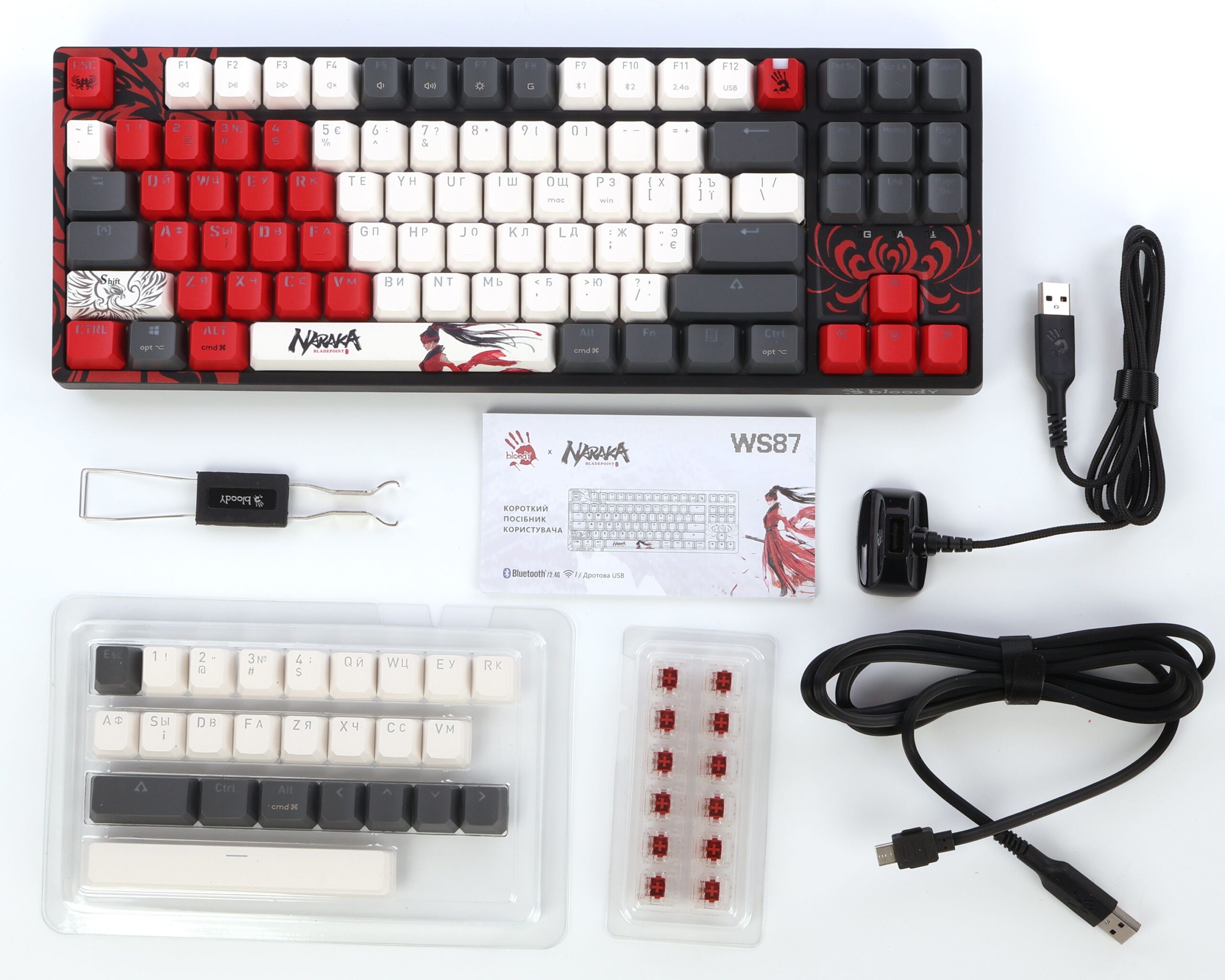 Клавіатура бездротова механічна ігрова, USB, RGB підсвічування, Blms — фото 8