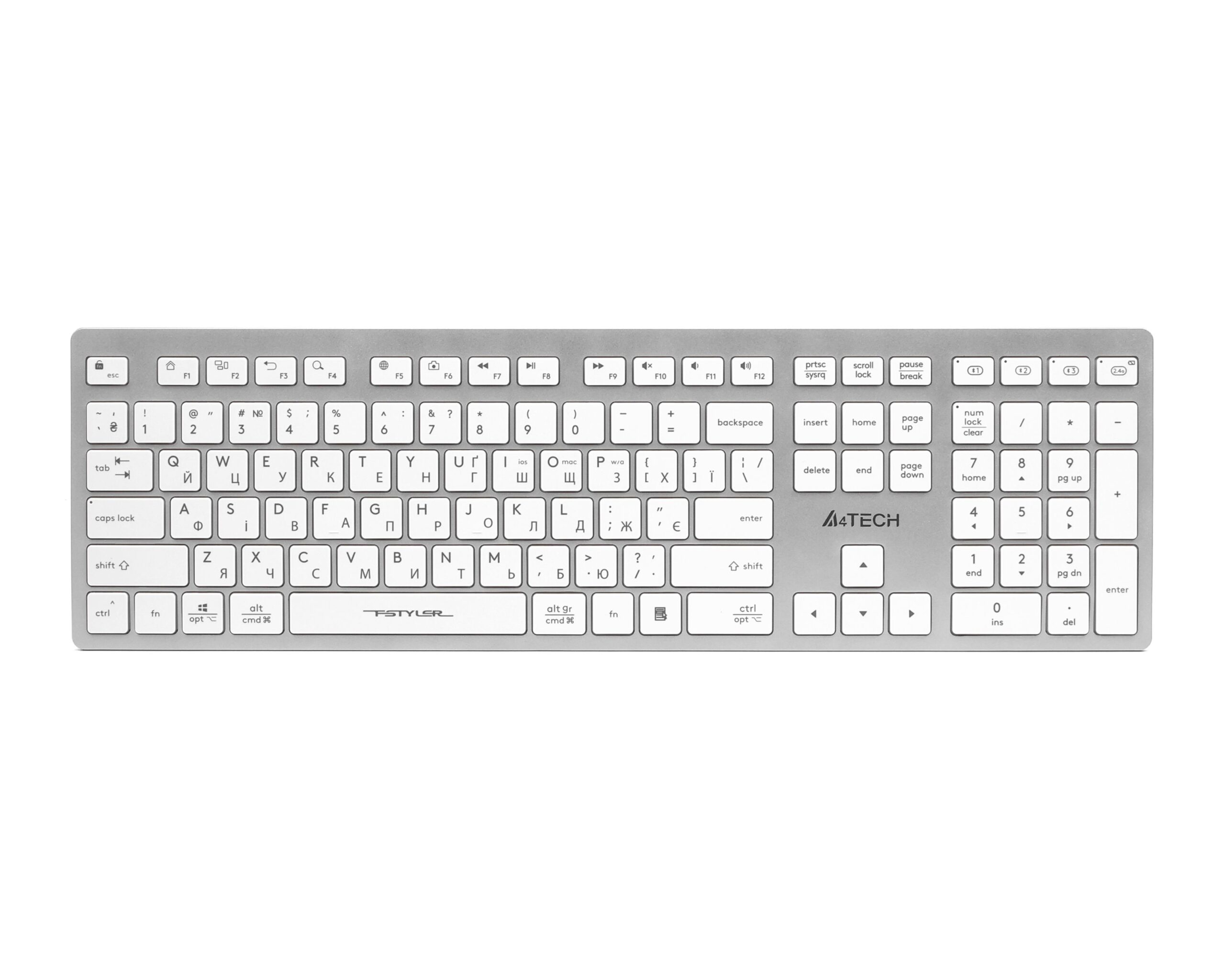 Клавіатура бездротова з ножичним перемикачем Fstyler, Bluetooth / 2.4