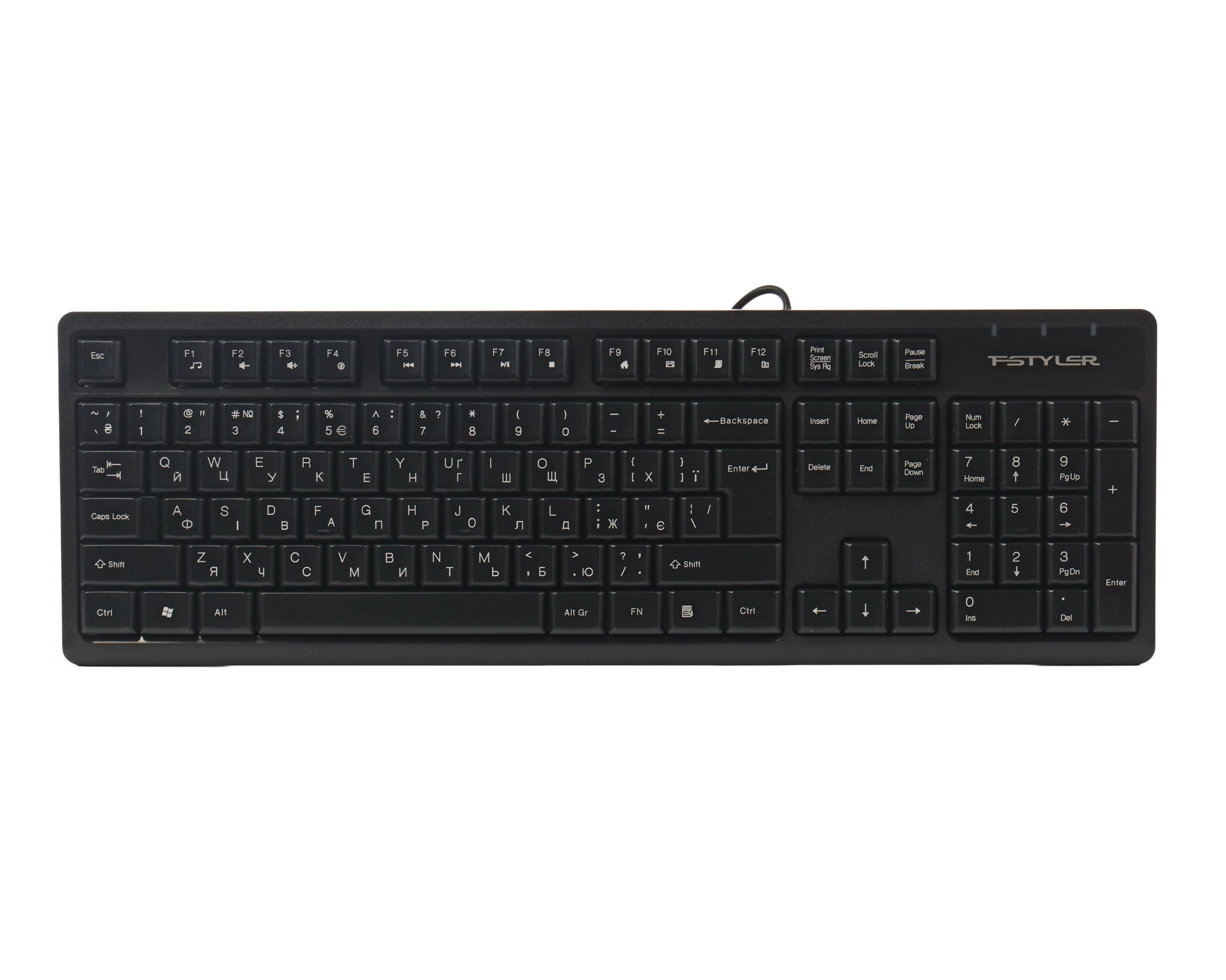 Клавіатура дротова Fstyler, вологозахист, USB A4Tech FK12 чорний