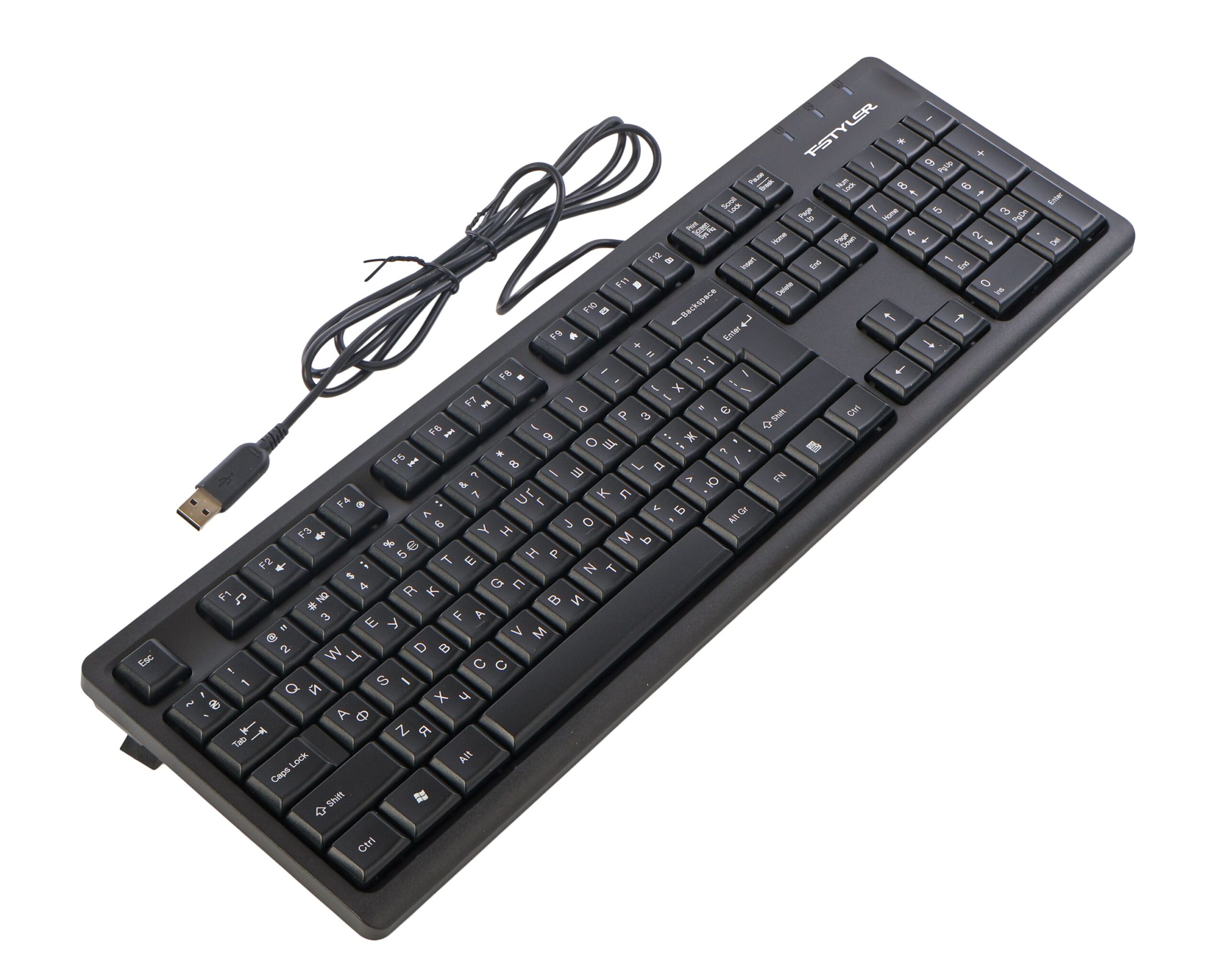 Клавіатура дротова Fstyler, вологозахист, USB A4Tech FK12 чорний — фото 4