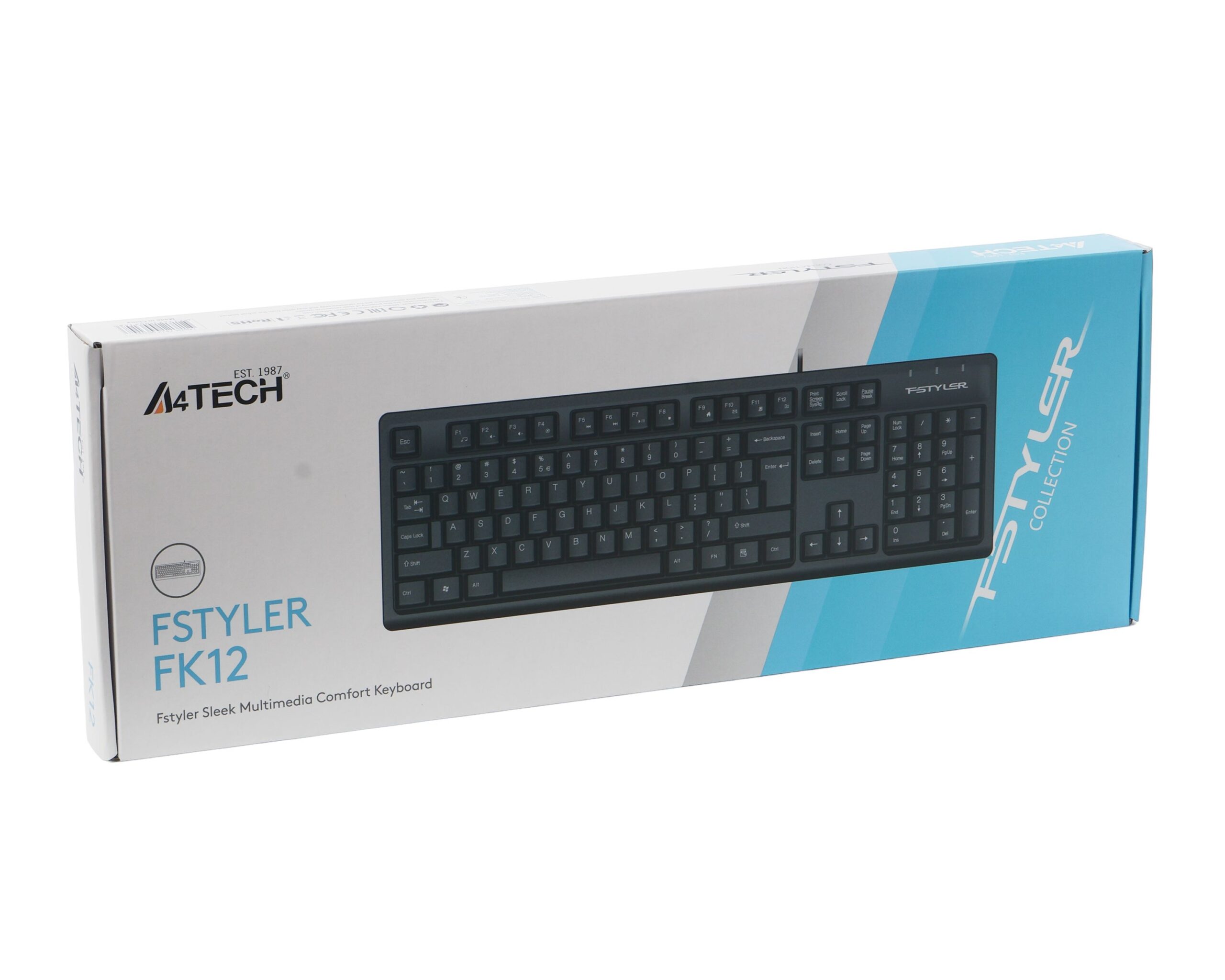 Клавіатура дротова Fstyler, вологозахист, USB A4Tech FK12 чорний — фото 7