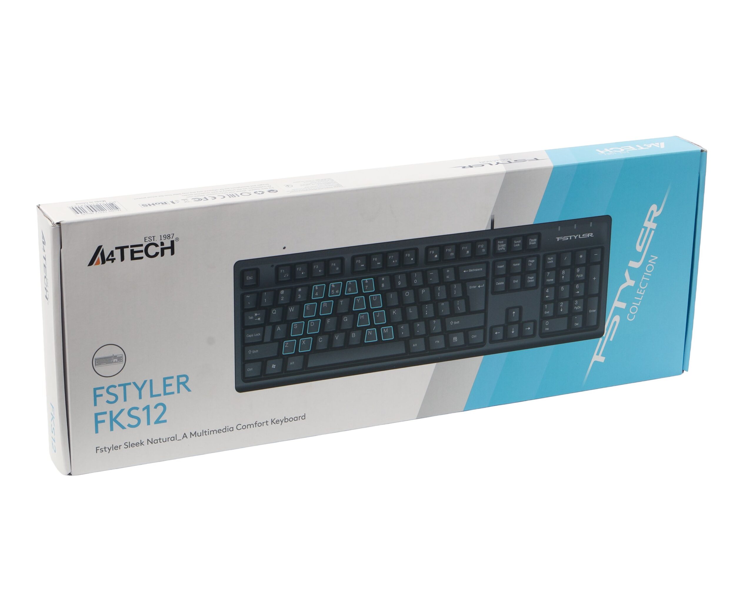 Клавіатура дротова Fstyler, вологозахист, USB A4Tech FKS12 чорний — фото 7