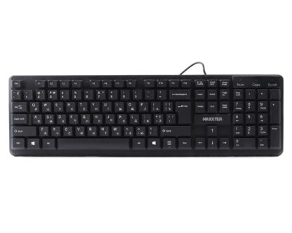 Клавіатура дротова офісна, USB, пластик, чорний Maxxter KBM-U01-UA