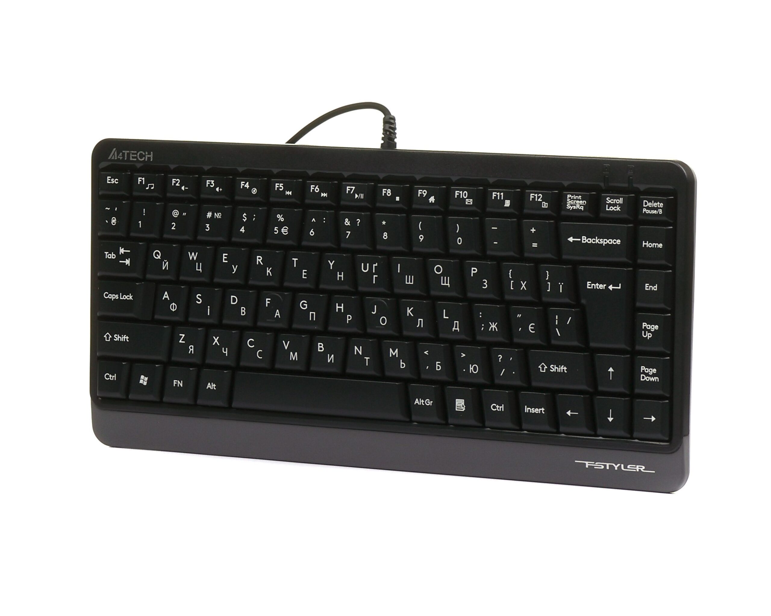 Клавіатура Fstyler Compact Size, USB A4Tech FKS11 USB сірий — фото 2