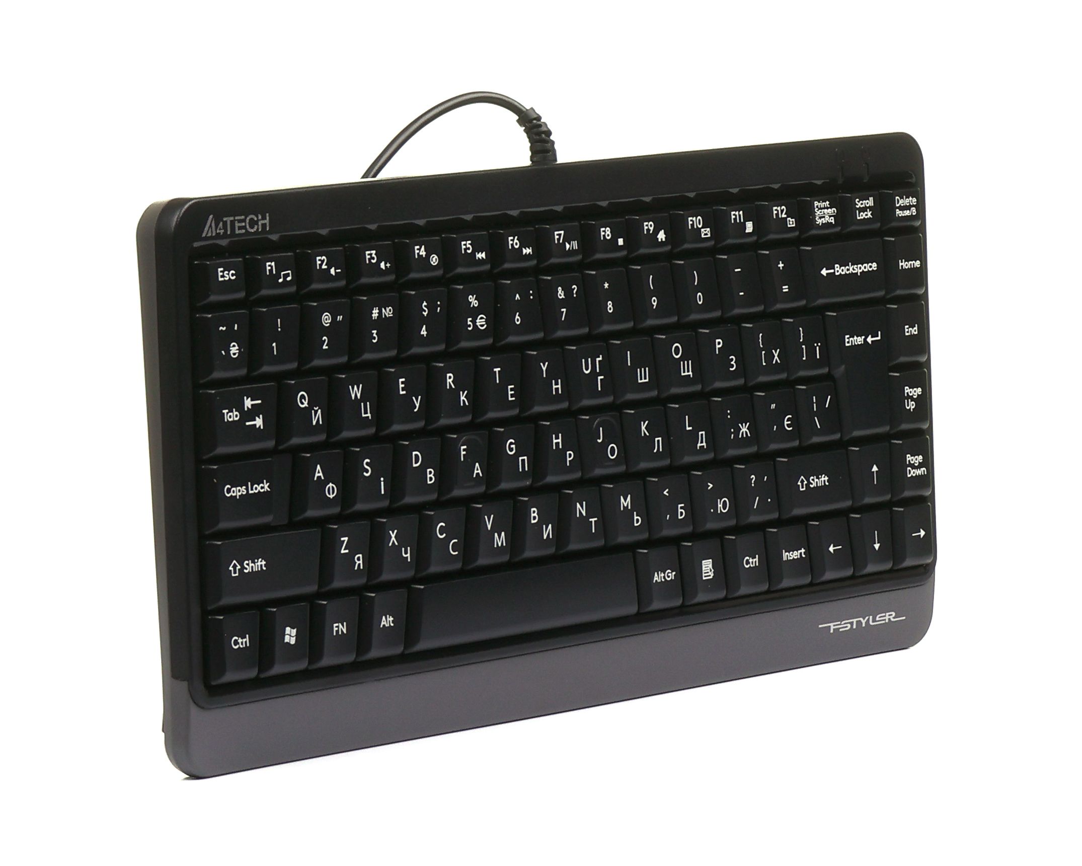 Клавіатура Fstyler Compact Size, USB A4Tech FKS11 USB сірий — фото 3