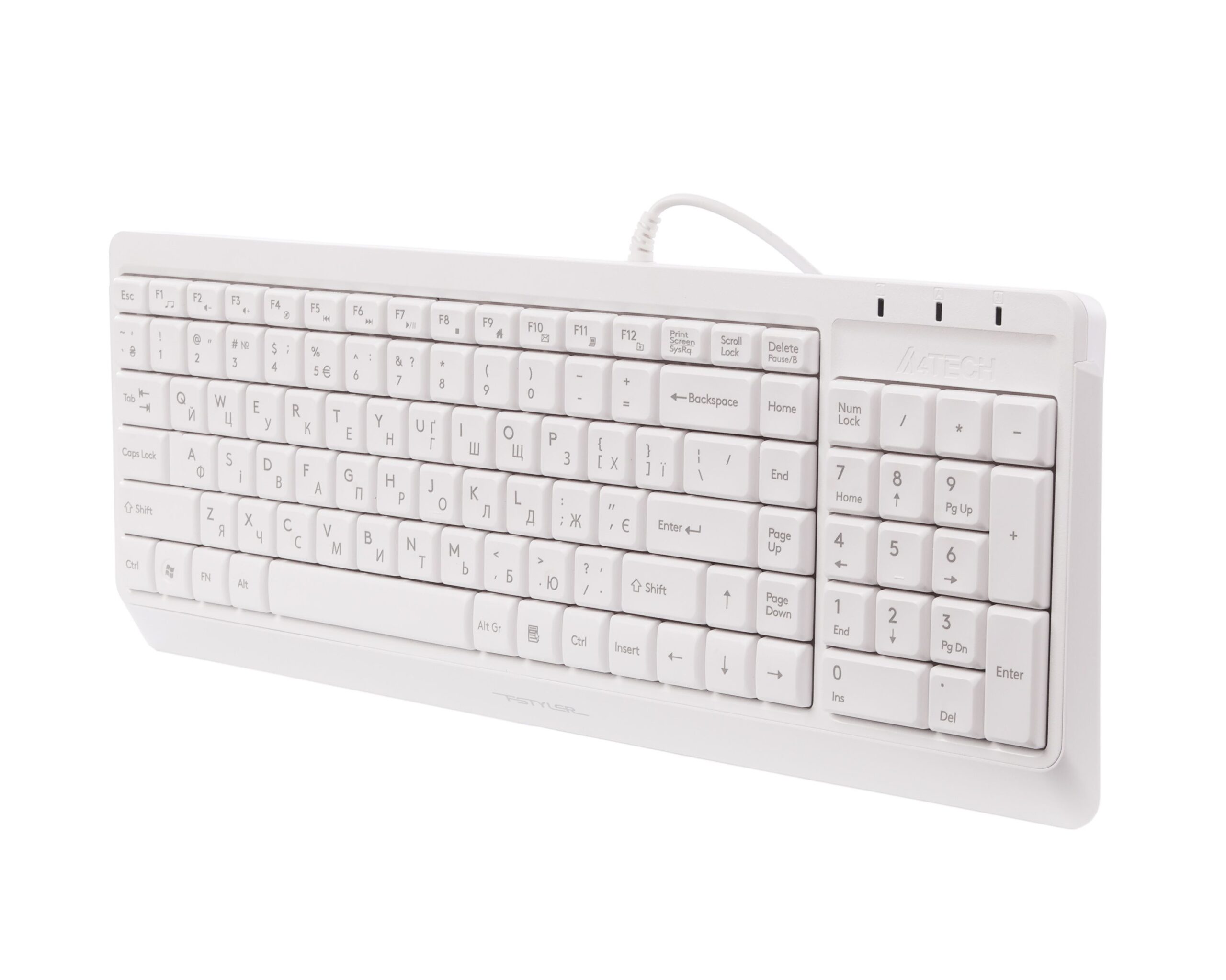 Клавіатура Fstyler Wired Keyboard USB, білий A4Tech FK15 — фото 2