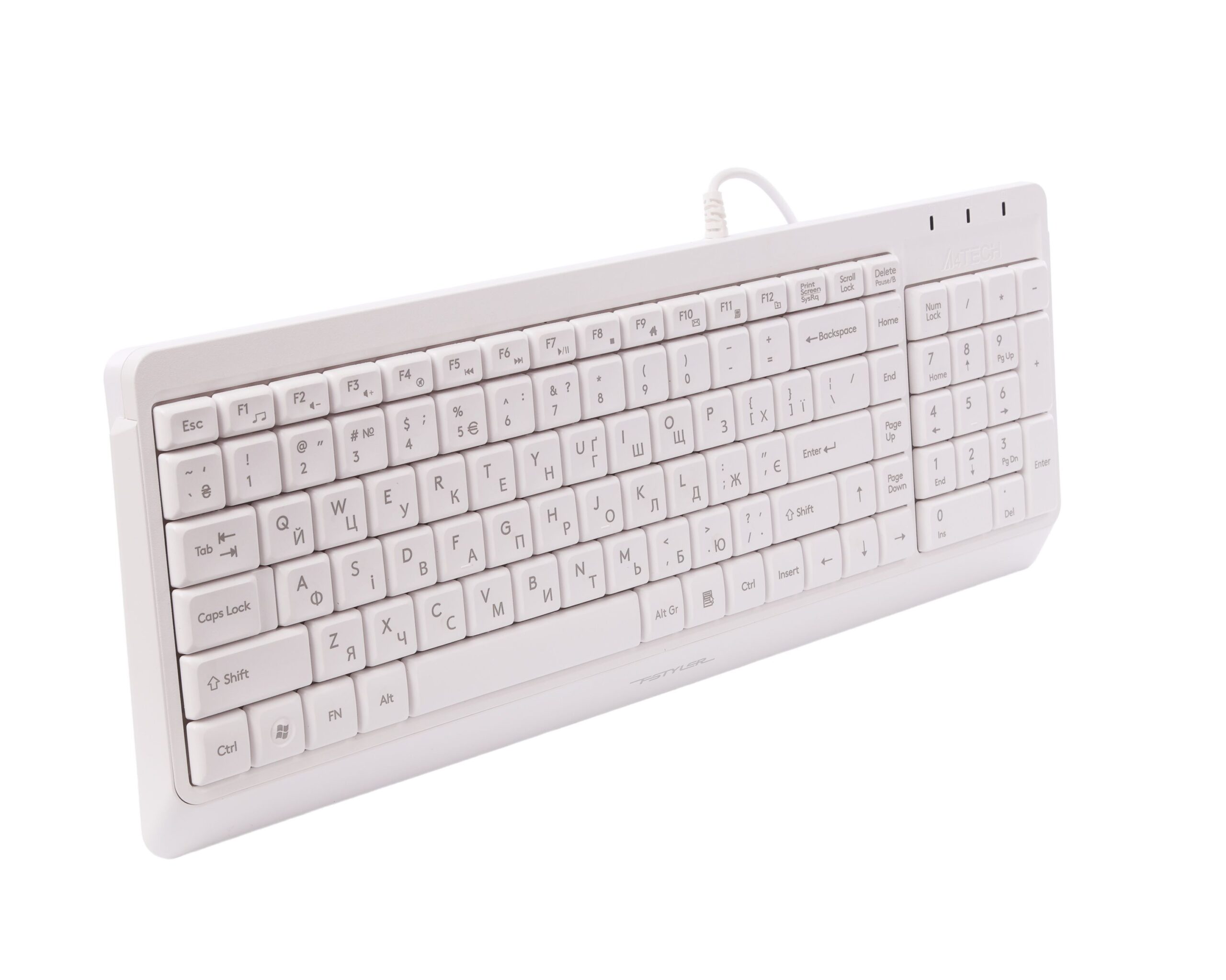 Клавіатура Fstyler Wired Keyboard USB, білий A4Tech FK15 — фото 3