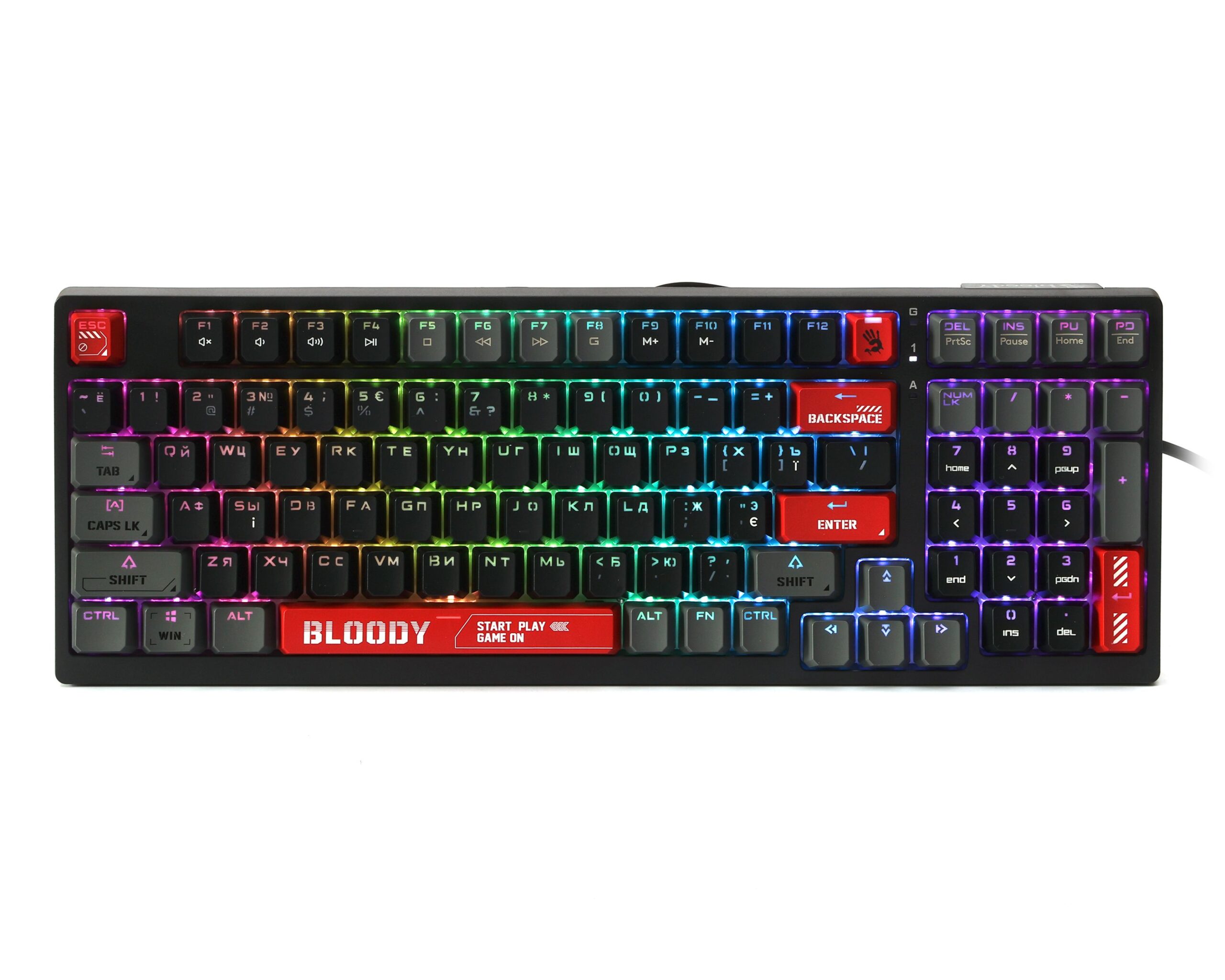 Клавіатура механічна ігрова, USB, RGB підсвічування, Blms Red Plus