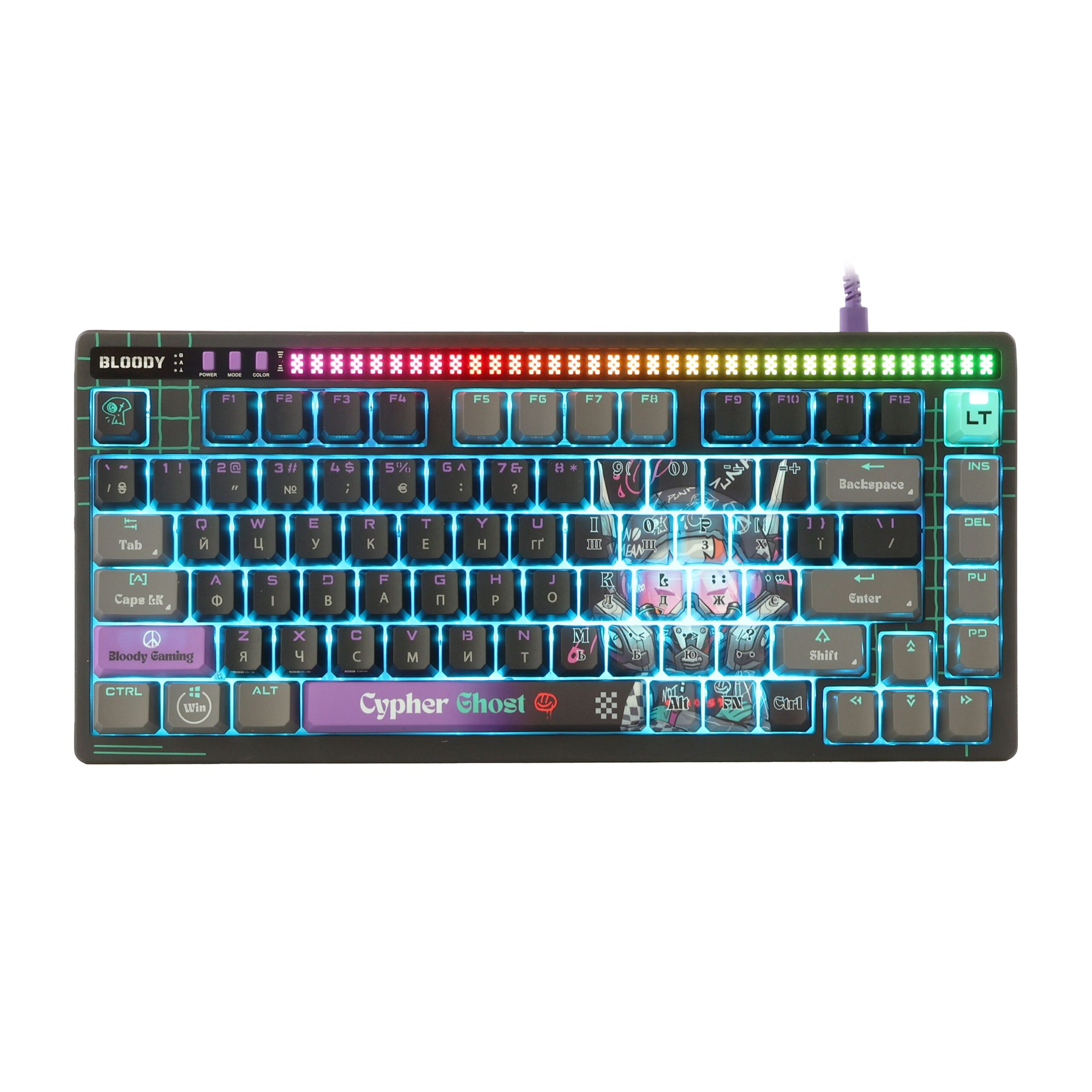 Клавіатура оптична ігрова, USB, RGB підсвічування, Alpha Optical