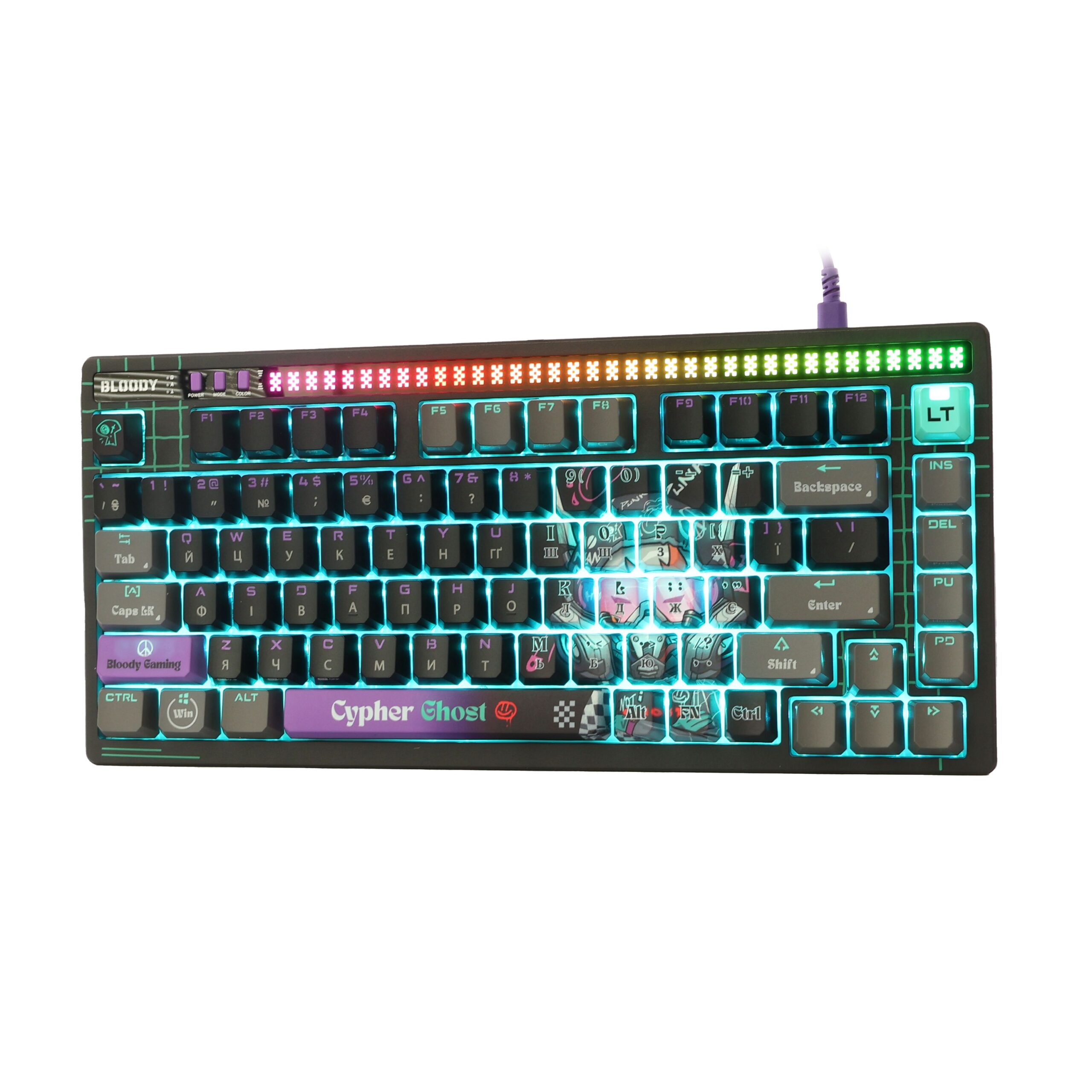 Клавіатура оптична ігрова, USB, RGB підсвічування, Alpha Optical — фото 5