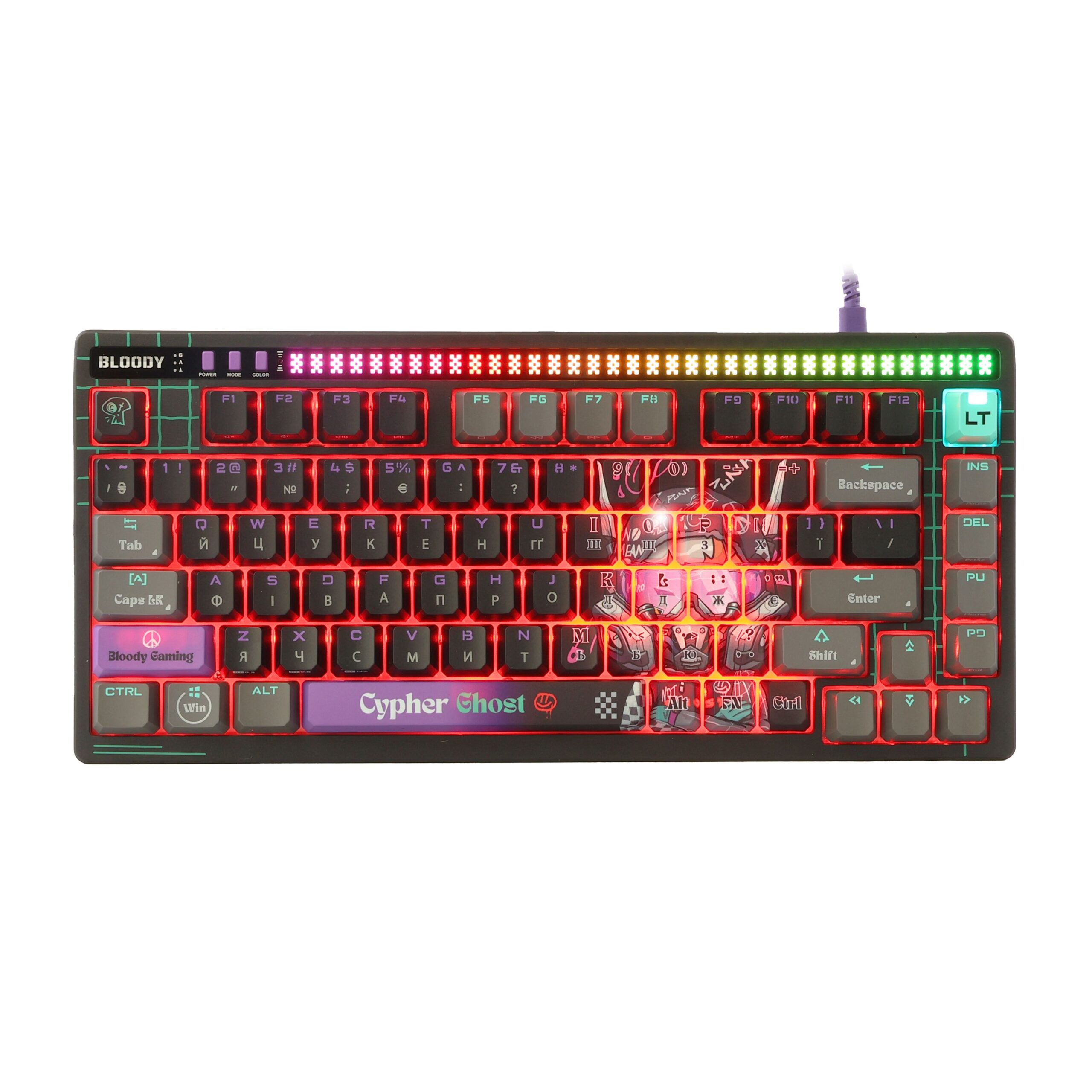 Клавіатура оптична ігрова, USB, RGB підсвічування, Alpha Optical — фото 6